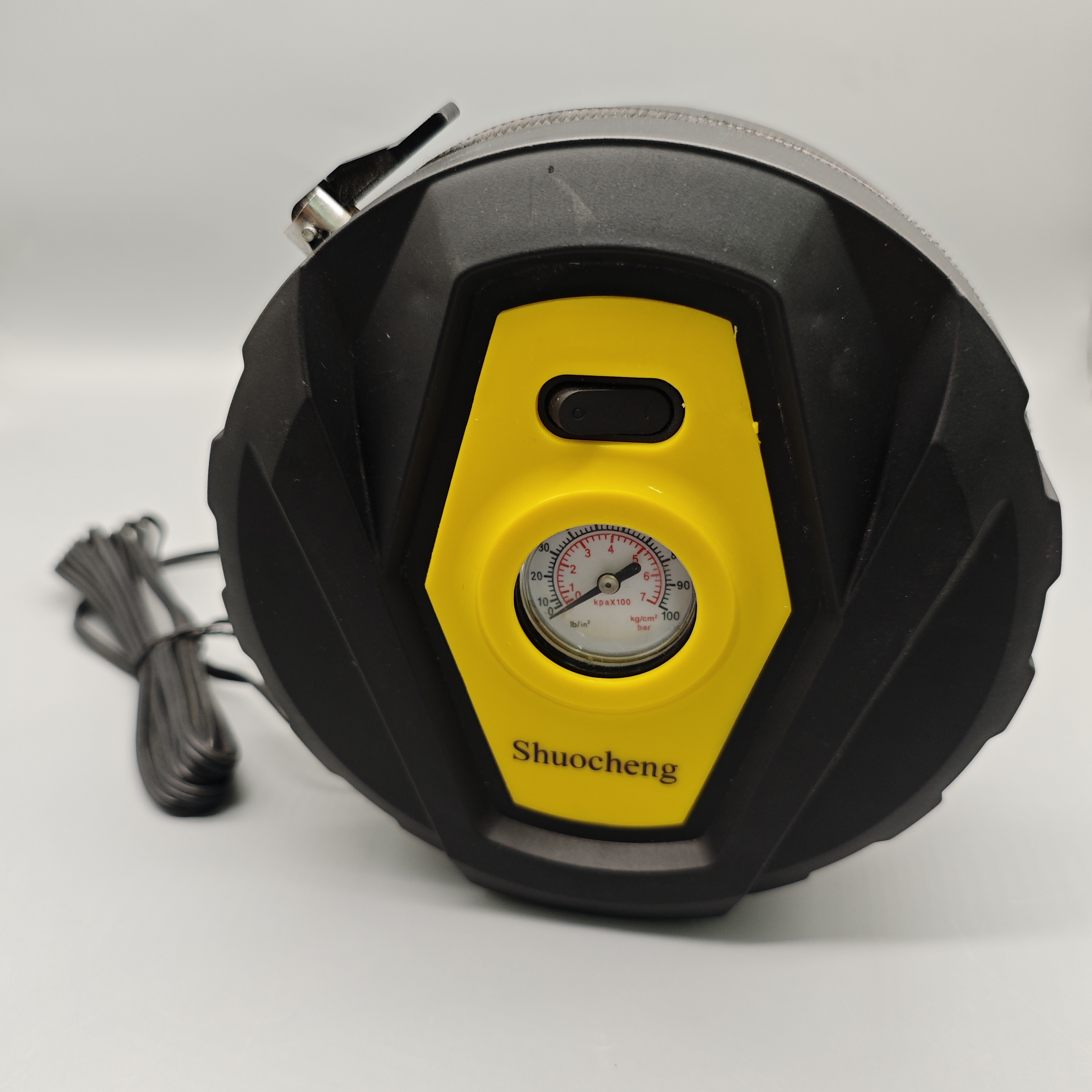 Shuocheng Air Compressor for Vehicles, DC12V, Analog Gauge, Cigarette Lighter Plug, 3m Power Cord, 18.5cm Diameter, 8.5cm Thick