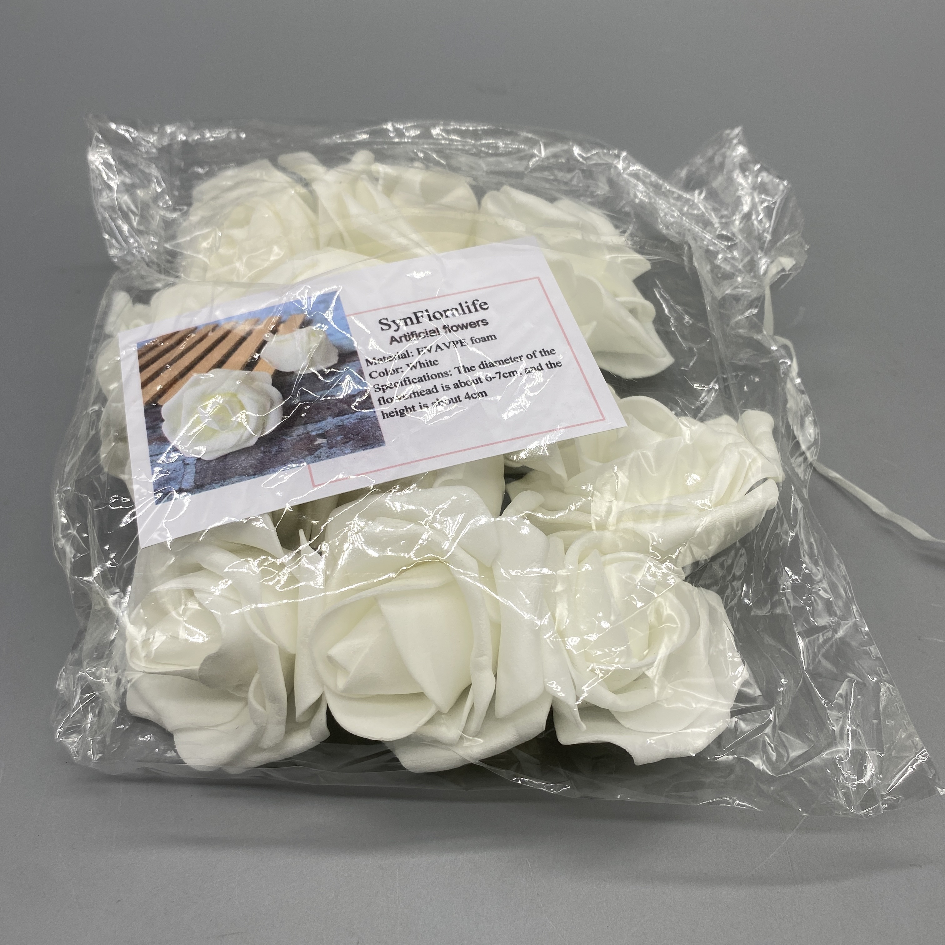 SynFloralife Artificial Flowers - EVA Foam Material, 6-7cm Flower Head Diameter, White Color, Approx. 4cm Height