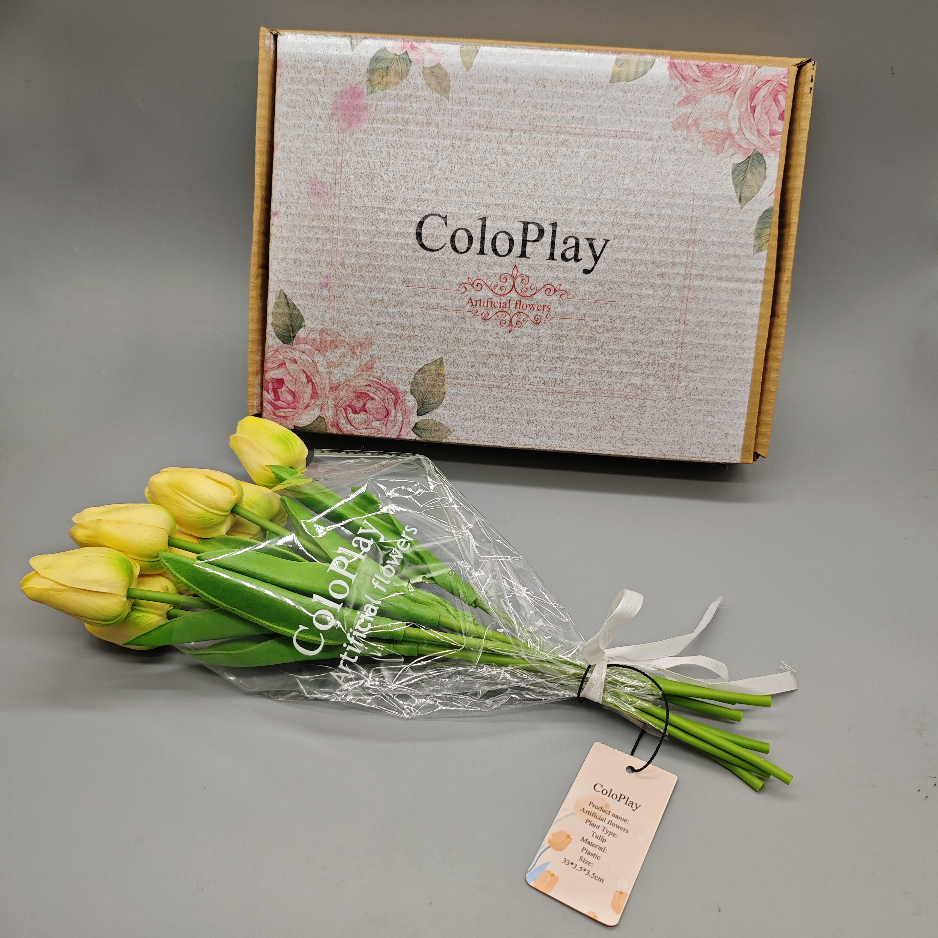 ColoPlay Artificial Tulip Flowers - Realistic Plastic, 33x3.5x3.5 cm, Perfect for Home Decor, Long-Lasting, Easy Maintenance