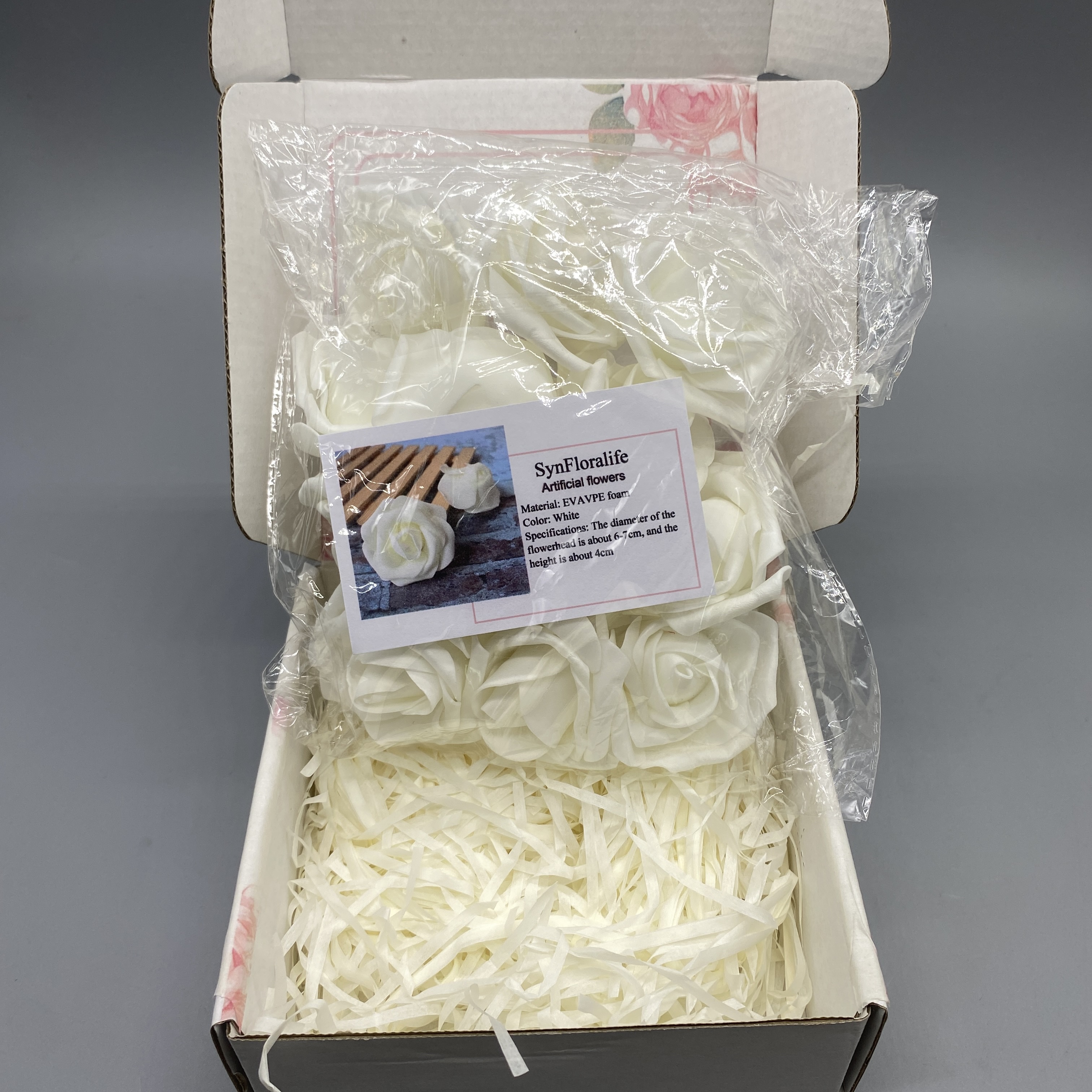 SynFloralife Artificial Flowers - EVA Foam Material, 6-7cm Flower Head Diameter, White Color, Approx. 4cm Height