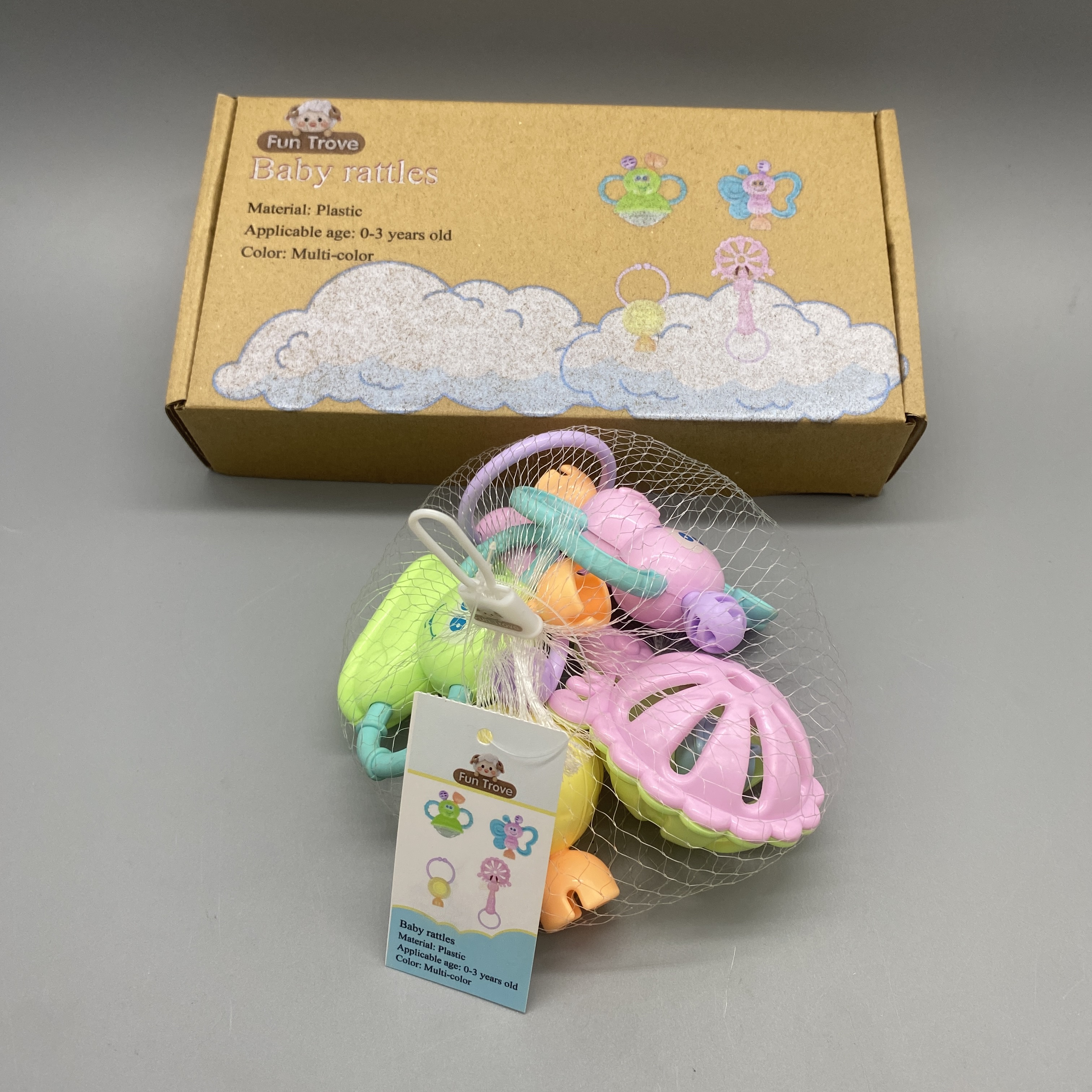 Fun Trove Baby Rattles - Plastic Material, Ages 0-3, Multicolor