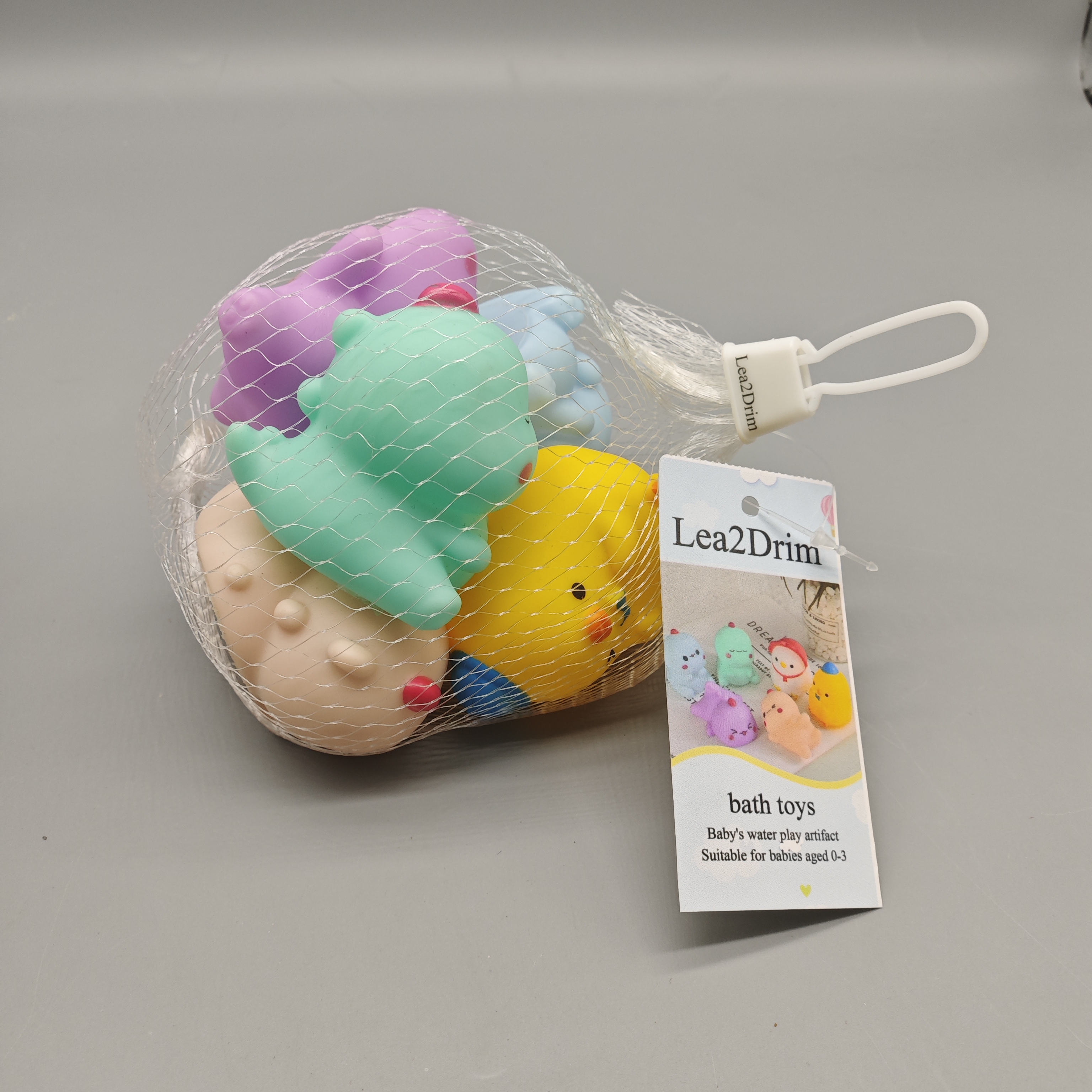 Lea2Drim Bath Toys for Babies, 5–7cm Soft Rubber Animal & Dinosaur Shapes, Squeaky & Colorful Sensory Toys, BPA-Free for 0–3 Year Olds, Mixed Set