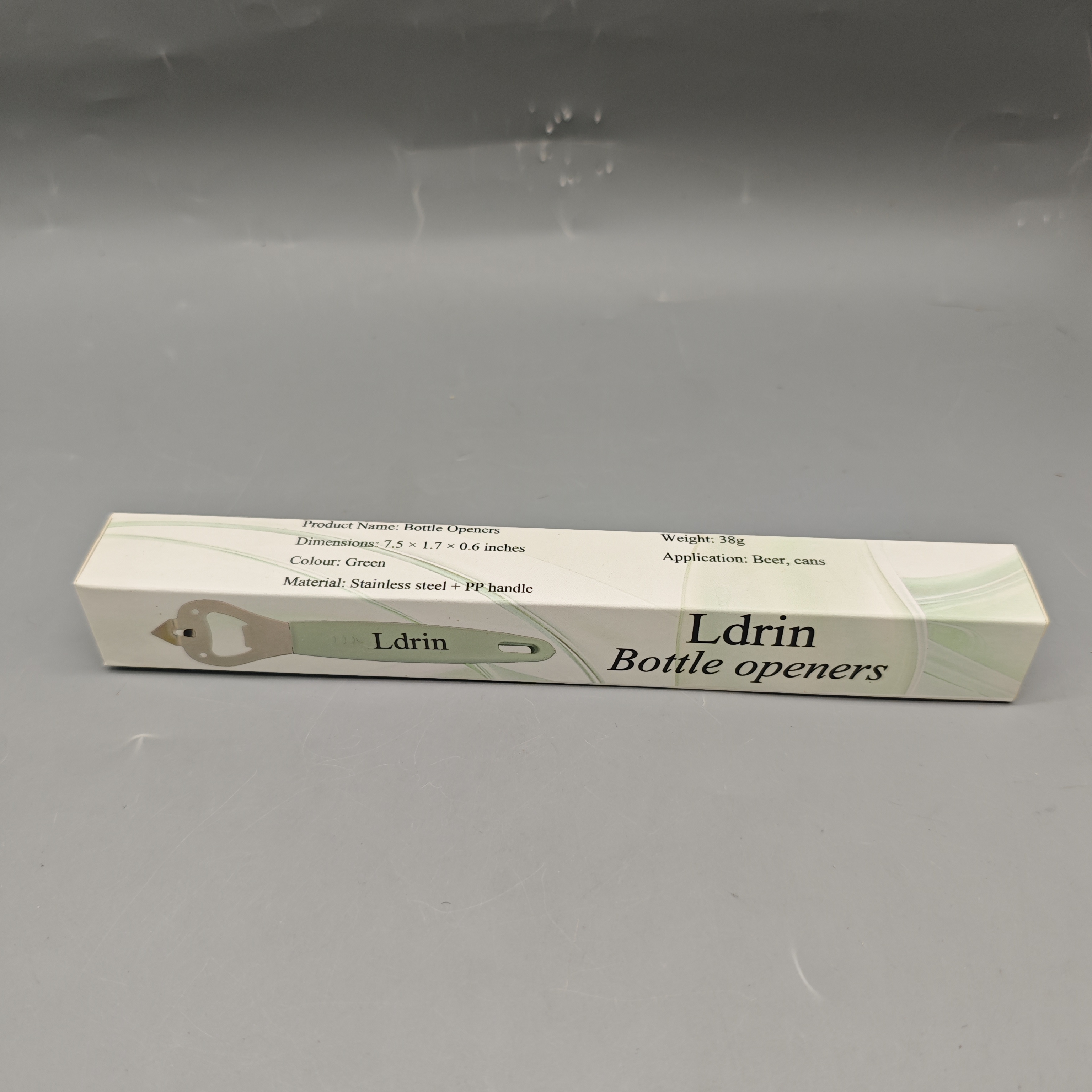 Ldrin Bottle Openers Stainless Steel Beer Can Opener with PP Handle, 7.5x17x0.6in Green Bottle Cap Remover, Lightweight 38g Manual Bar Tool for Home & Kitchen