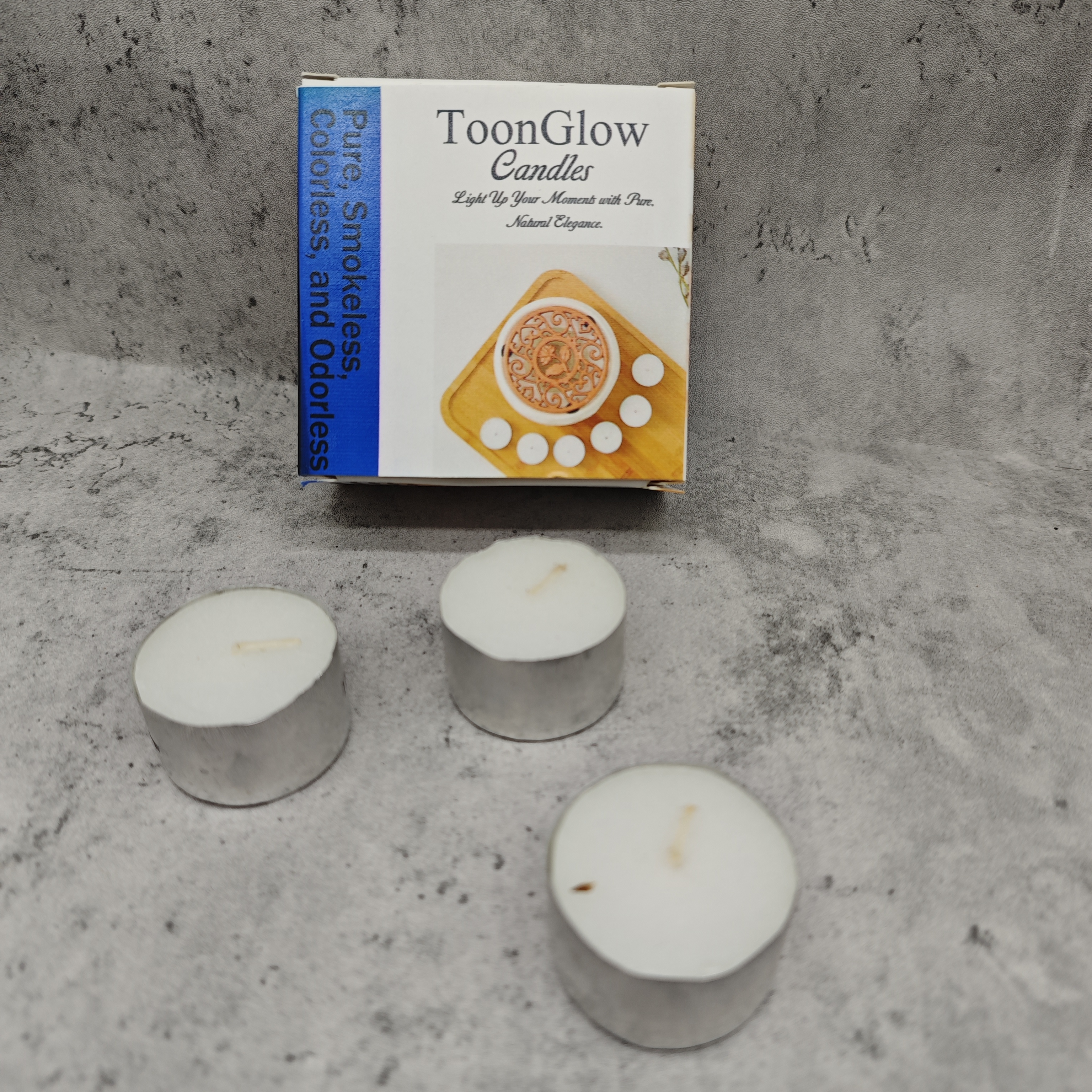 ToonGlow Candles – Natural Ghee Tealight Candles, 8 Pack, 38×24mm, Long-Lasting 8 Hours Burn Time, Healthy & Smokeless for Home, Spa, and Meditation