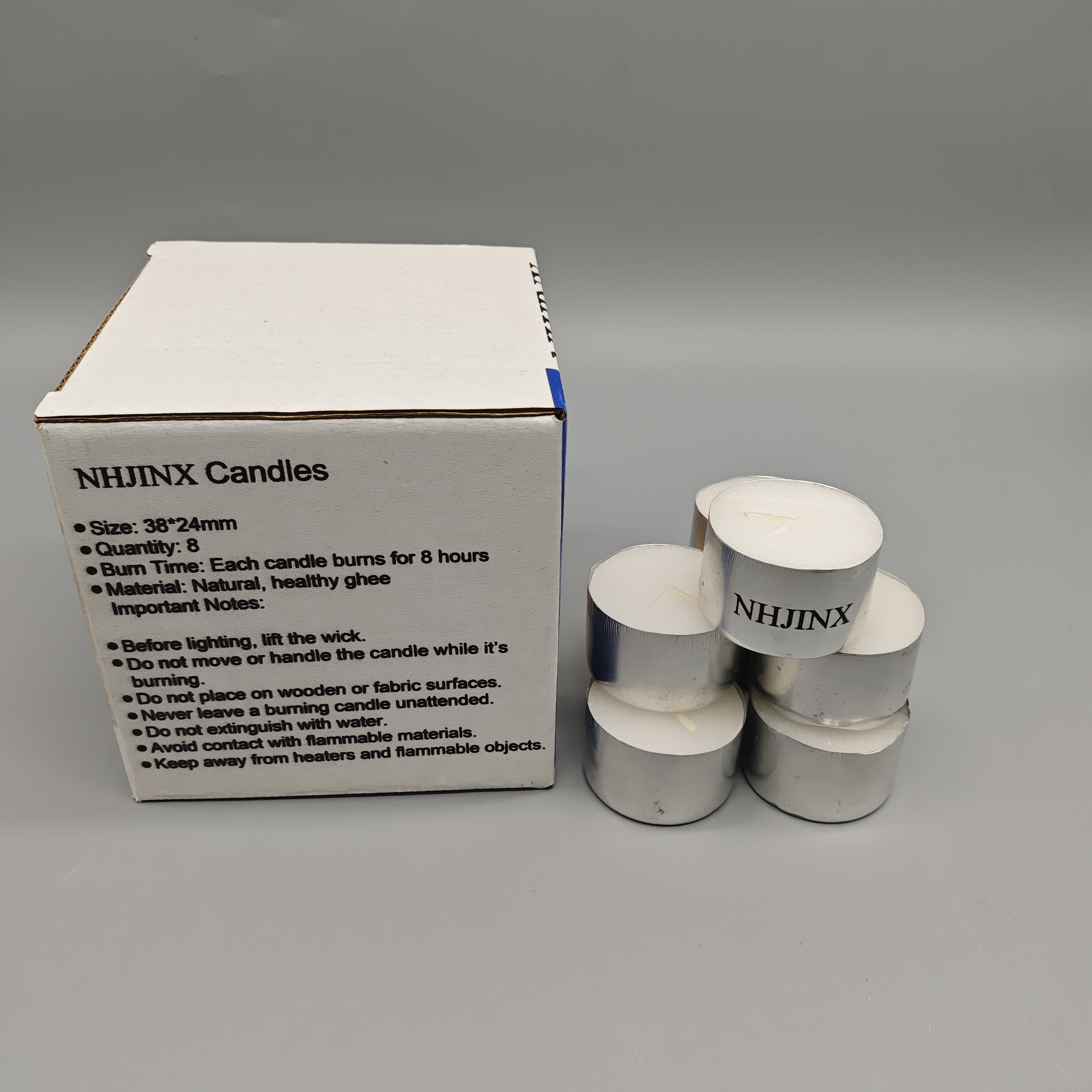 NHJINX Candles, 8 Pack, 38×24mm, 8-Hour Burn Time Each, Smokeless & Clean Burning for Meditation, Prayer, and Home Ambience