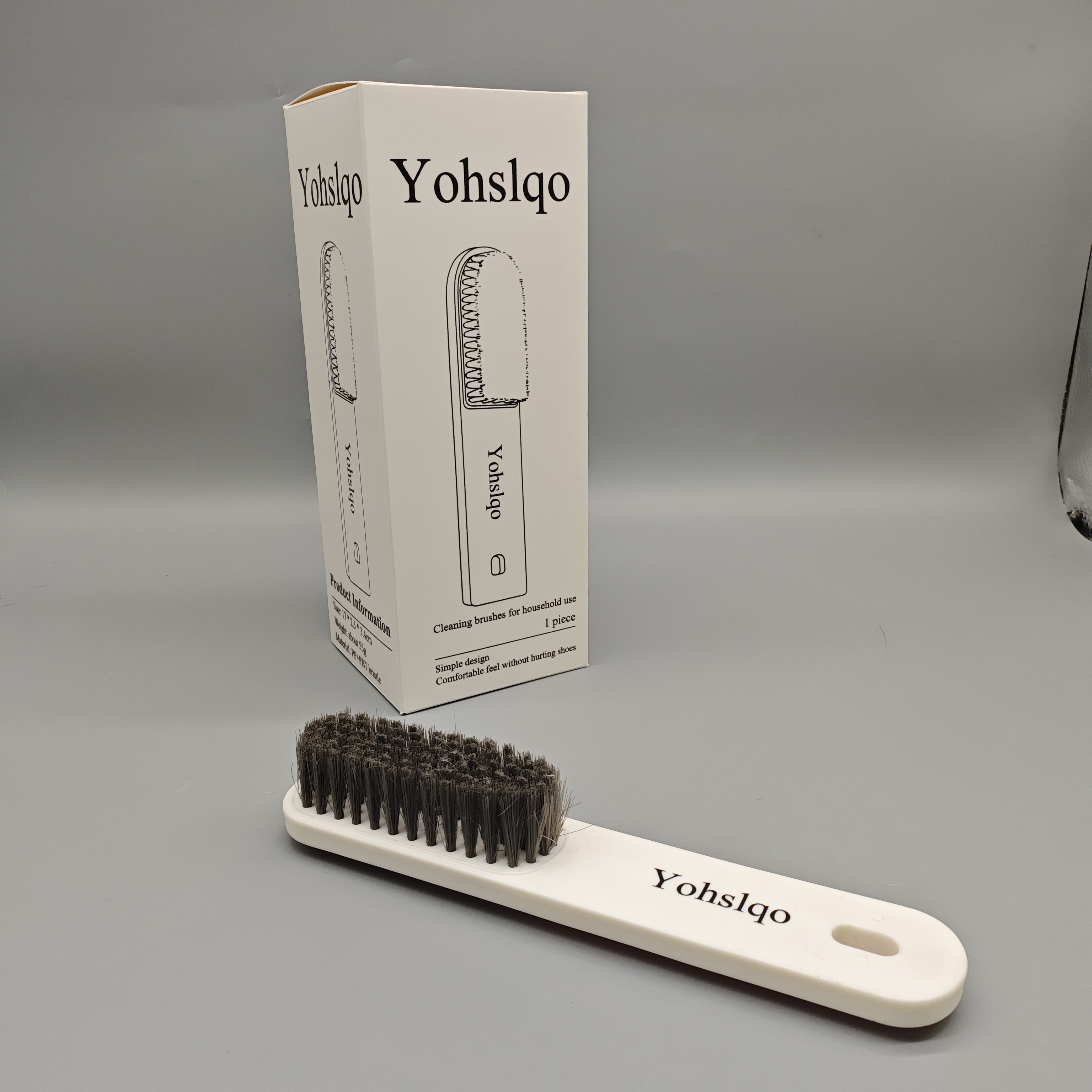 Yohslqo Cleaning Brushes for Household Use, 17×2.5×3.4cm Scrub Brush with PP Handle & PBT Bristles, Lightweight 55g, Durable for Kitchen Bathroom Tile Cleaning