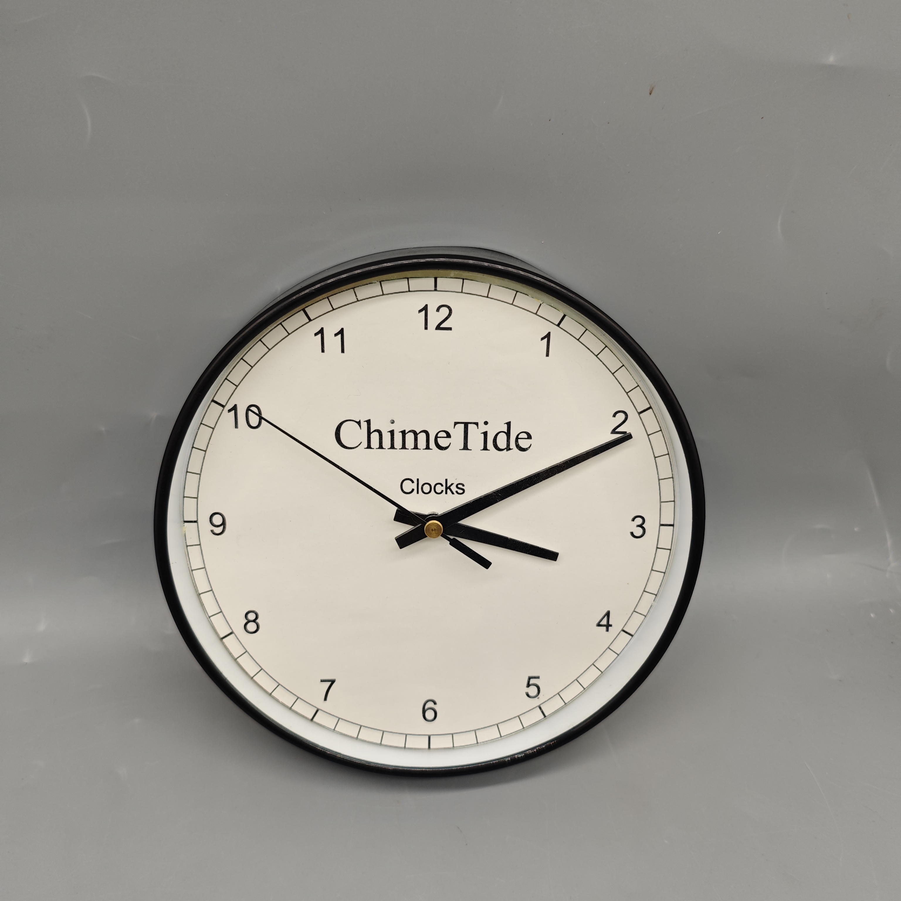 ChimeTide Clocks, 10-Inch Silent Movement Wall Clock, 25cm Black Metal Frame, 4.5cm Thick, for Living Room, Dining Room, Study