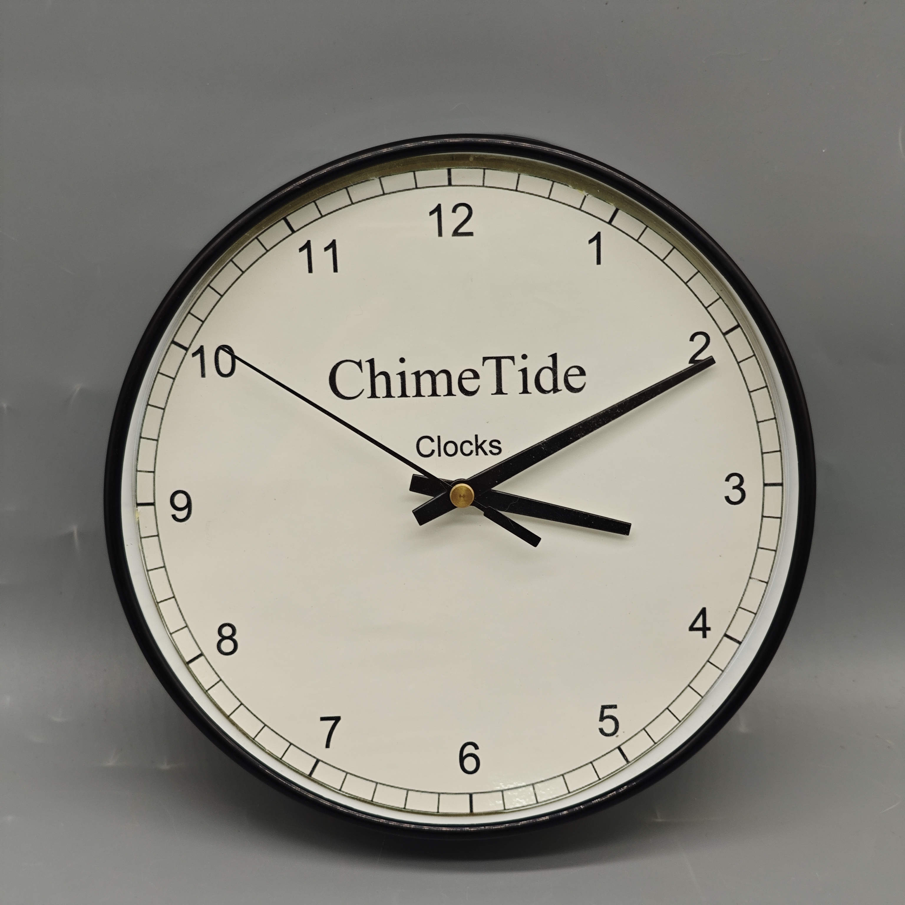 ChimeTide Clocks, 10-Inch Silent Movement Wall Clock, 25cm Black Metal Frame, 4.5cm Thick, for Living Room, Dining Room, Study