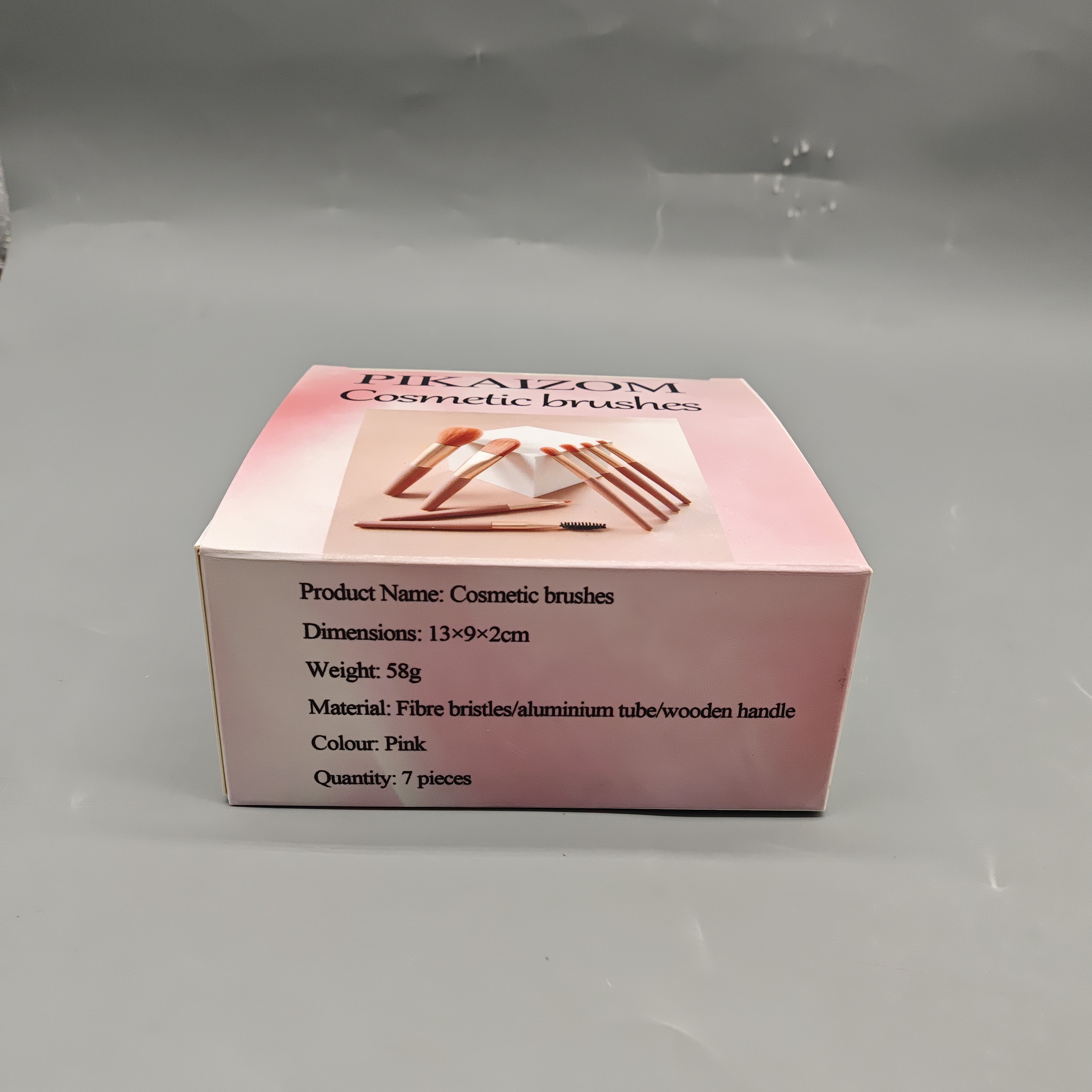 PIKAIZOM Cosmetic Brushes Set, 7-Piece Pink Makeup Brushes, Soft Fiber Bristles, Aluminum Tube & Wooden Handle, 13x9x2cm, For Blending, Contouring & Foundation