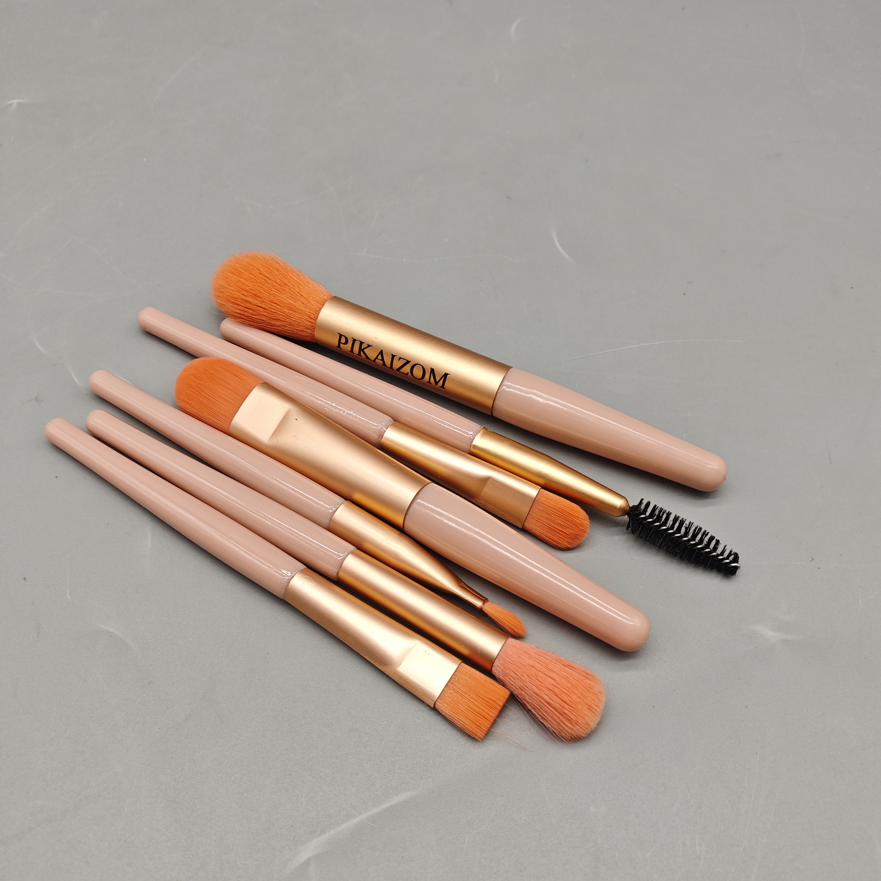 PIKAIZOM Cosmetic Brushes Set, 7-Piece Pink Makeup Brushes, Soft Fiber Bristles, Aluminum Tube & Wooden Handle, 13x9x2cm, For Blending, Contouring & Foundation