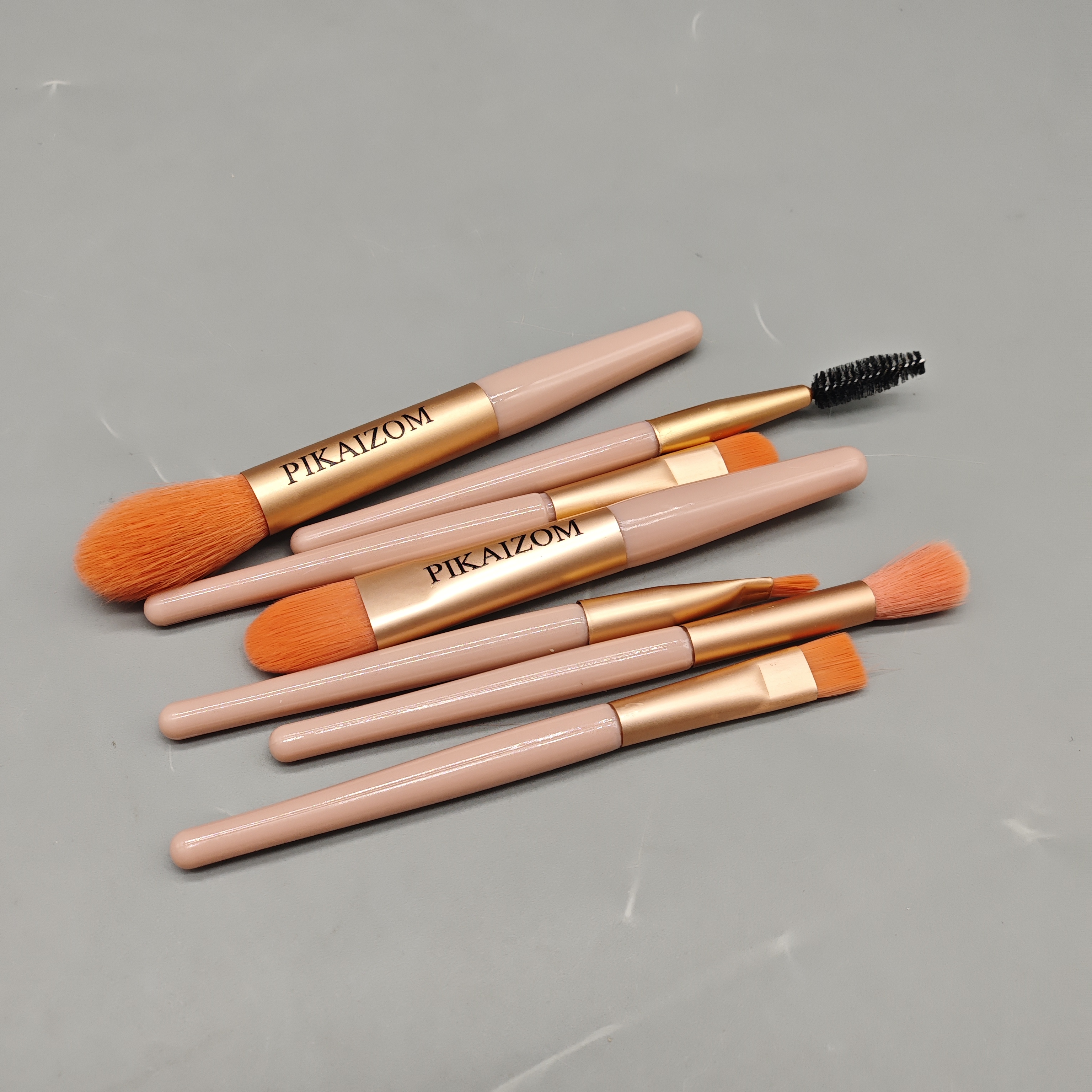 PIKAIZOM Cosmetic Brushes Set, 7-Piece Pink Makeup Brushes, Soft Fiber Bristles, Aluminum Tube & Wooden Handle, 13x9x2cm, For Blending, Contouring & Foundation