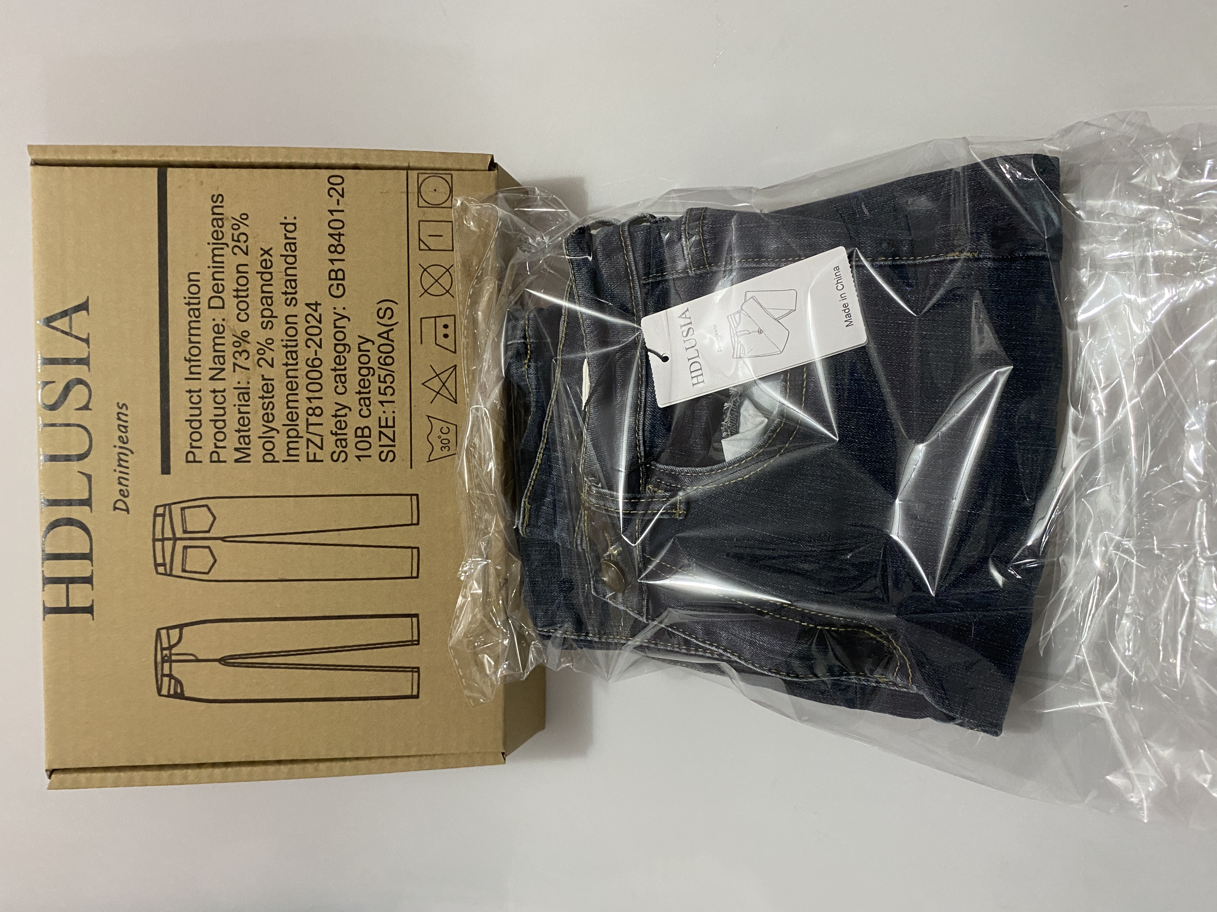 HDLUSIA Denim Jeans - Comfortable 73% Cotton, Stylish 25% Polyester, Stretchy 2% Spandex - Size 155/60A(S)