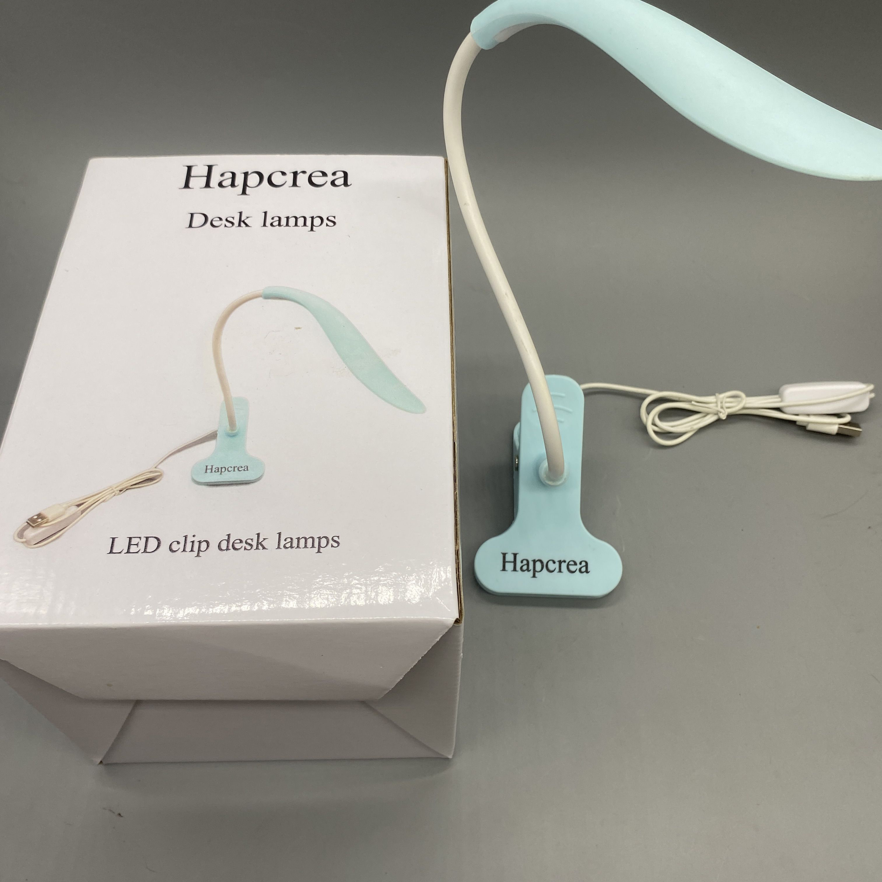 Hapcrea Desk Lamps - 10W, USB Cable 1.5m, Adjustable Color Temperature 3000K-5500K, Rechargeable 2600mAh Battery, Blue Clamp Style, Metal Aluminum + ABS