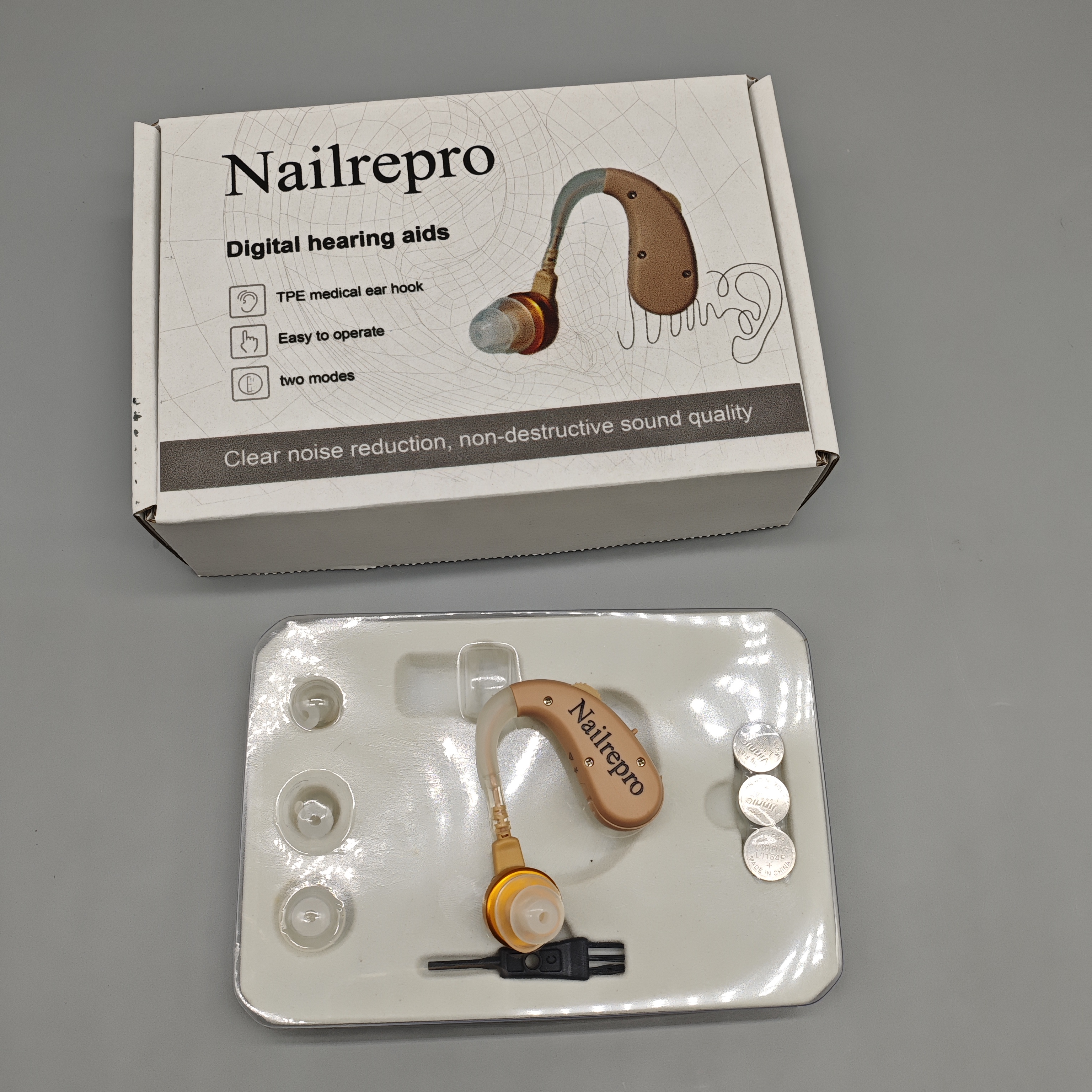 Nailrepro Digital Hearing Aids with Medical-Grade TPE Ear Hook, 2 Modes for Noise Reduction & Clear Sound, Easy Operation, Comfortable Fit for Seniors & Adults