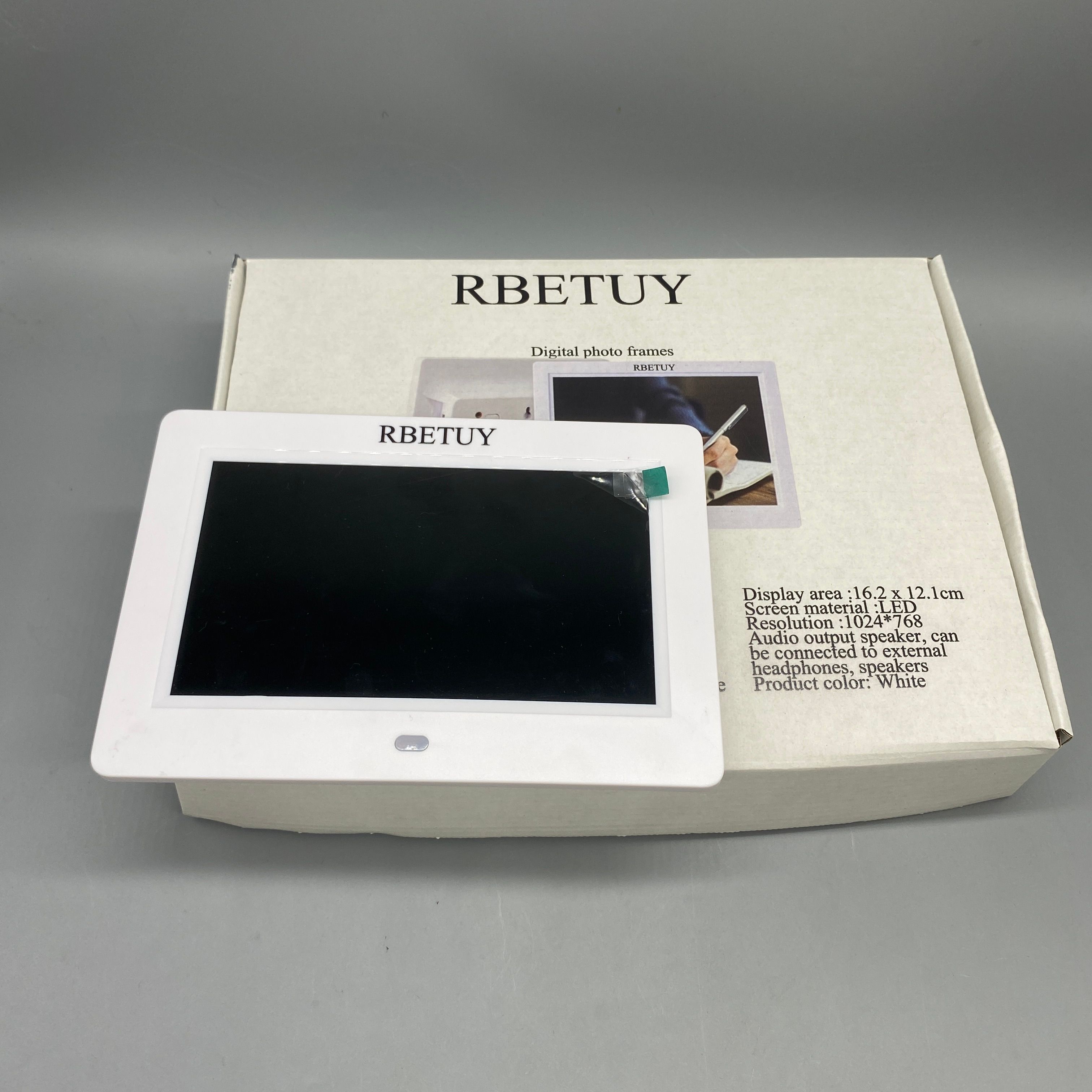 RBETUY Digital photo frames, 1024x768 Resolution, Supports AVI/MP4/MKV, USB/SD Card, Auto Slideshow, White Frame