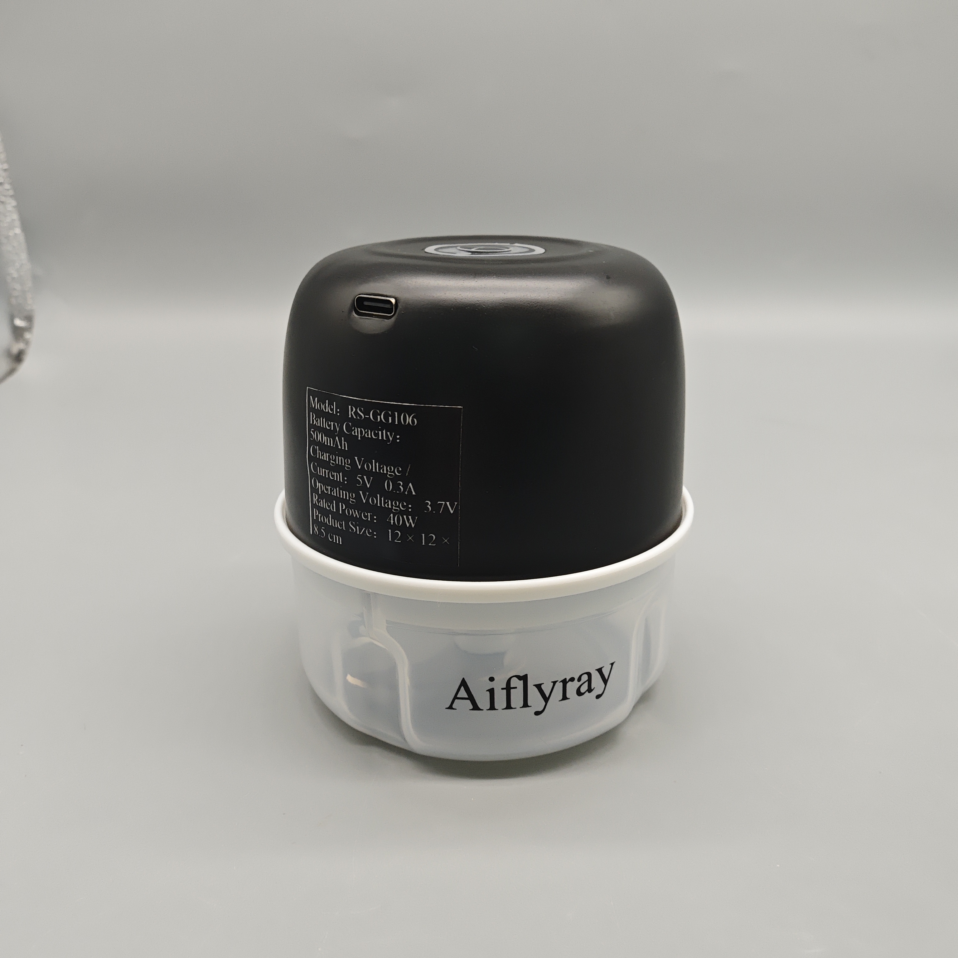 Aiflyray Electric Food Grinders, 12×12×8.5cm Portable Wireless Chopper with 500mAh Battery, 40W High-Power Motor, Food-Grade Thick Cup, Sharp 3-Blade Cutter, Multipurpose Design