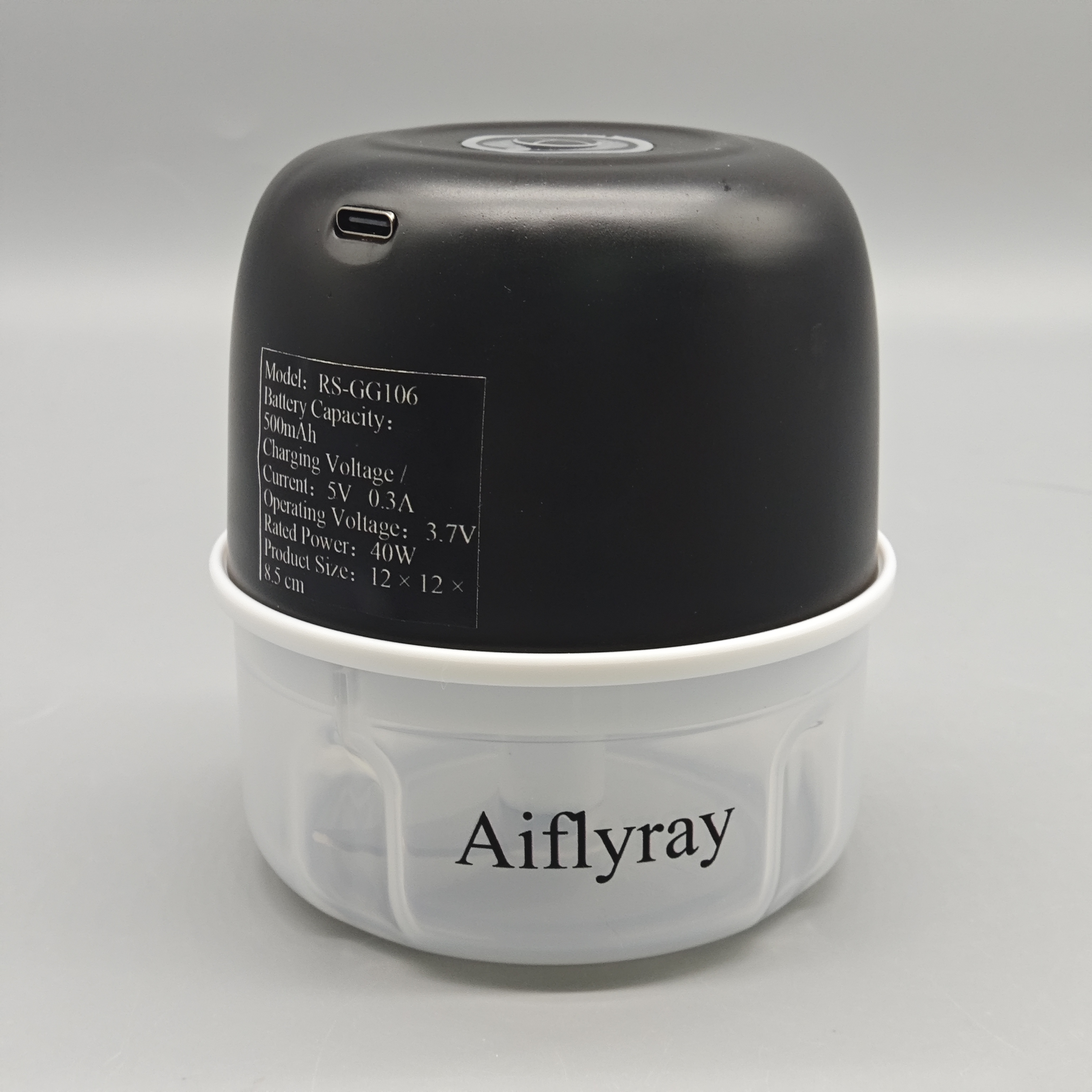 Aiflyray Electric Food Grinders, 12×12×8.5cm Portable Wireless Chopper with 500mAh Battery, 40W High-Power Motor, Food-Grade Thick Cup, Sharp 3-Blade Cutter, Multipurpose Design