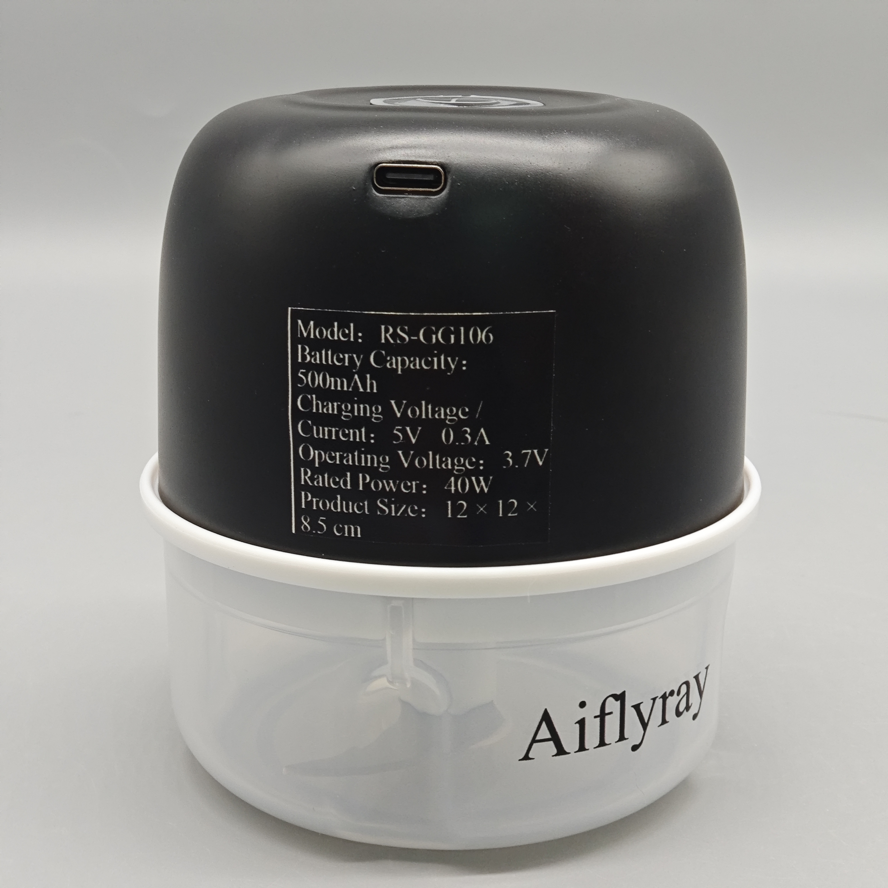 Aiflyray Electric Food Grinders, 12×12×8.5cm Portable Wireless Chopper with 500mAh Battery, 40W High-Power Motor, Food-Grade Thick Cup, Sharp 3-Blade Cutter, Multipurpose Design