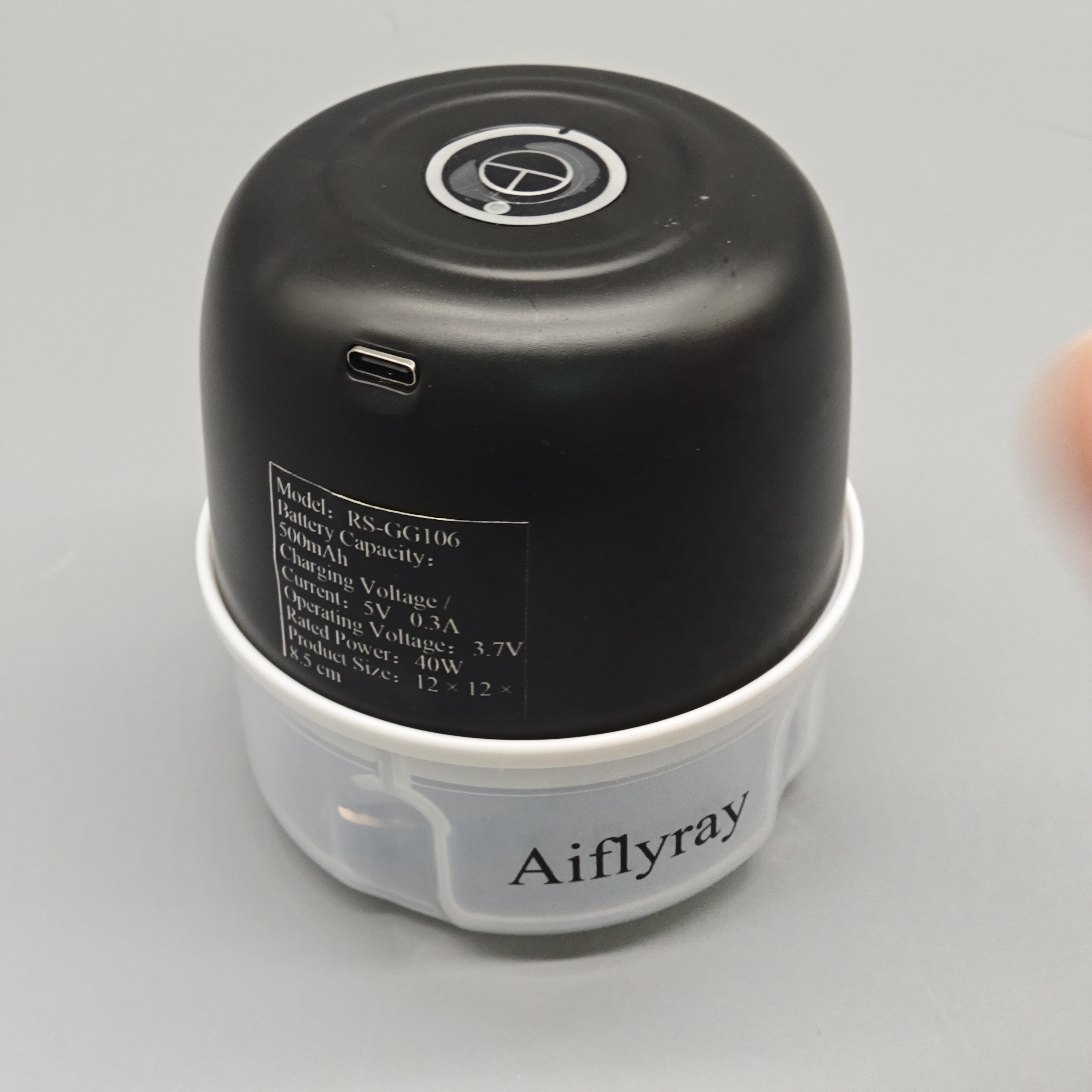 Aiflyray Electric Food Grinders, 12×12×8.5cm Portable Wireless Chopper with 500mAh Battery, 40W High-Power Motor, Food-Grade Thick Cup, Sharp 3-Blade Cutter, Multipurpose Design