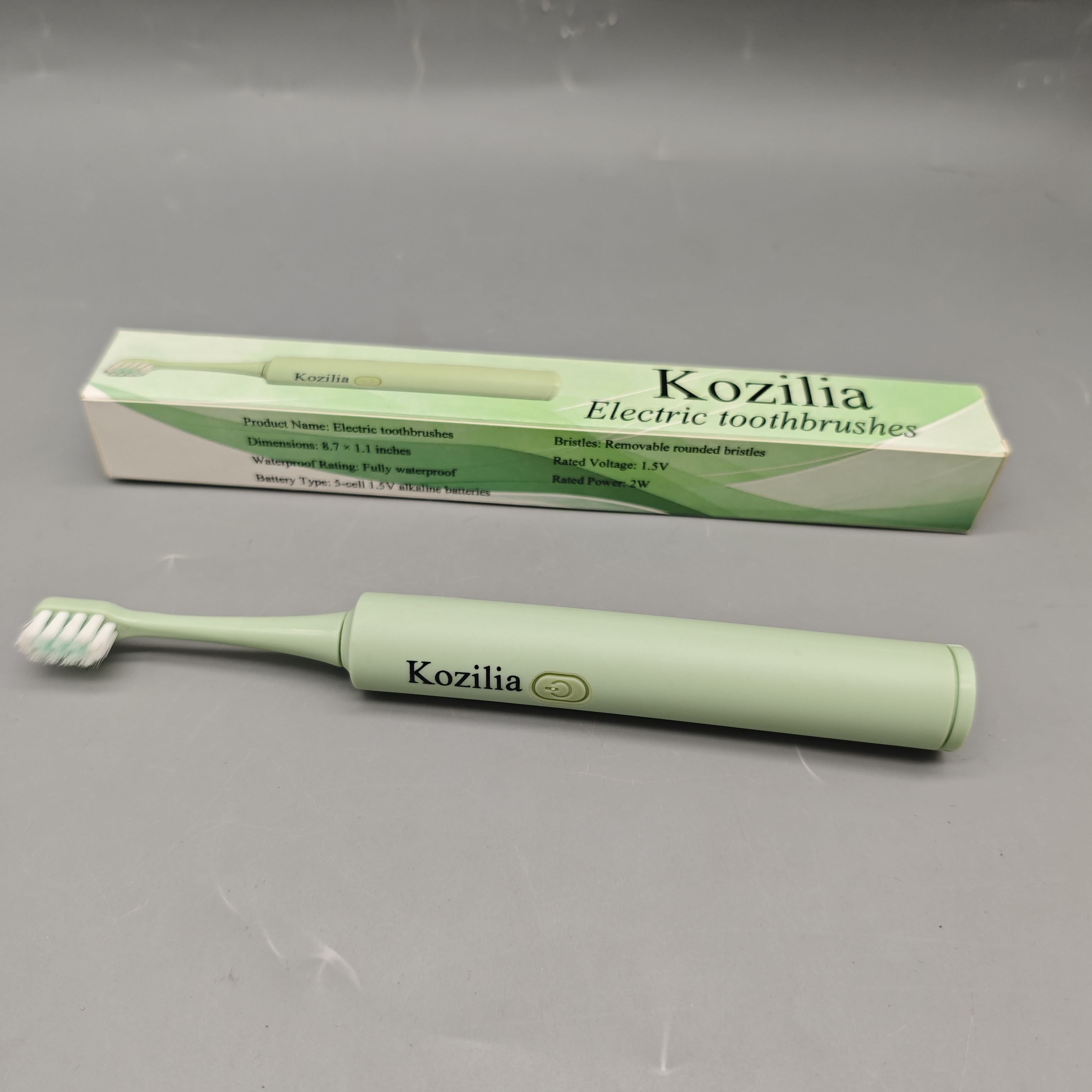 Kozilia Electric Toothbrushes 8.7x1.1in Waterproof Powered Toothbrush with Removable Round Bristles, 5 Alkaline Batteries Included, 1.5V 2W for Deep Cleaning