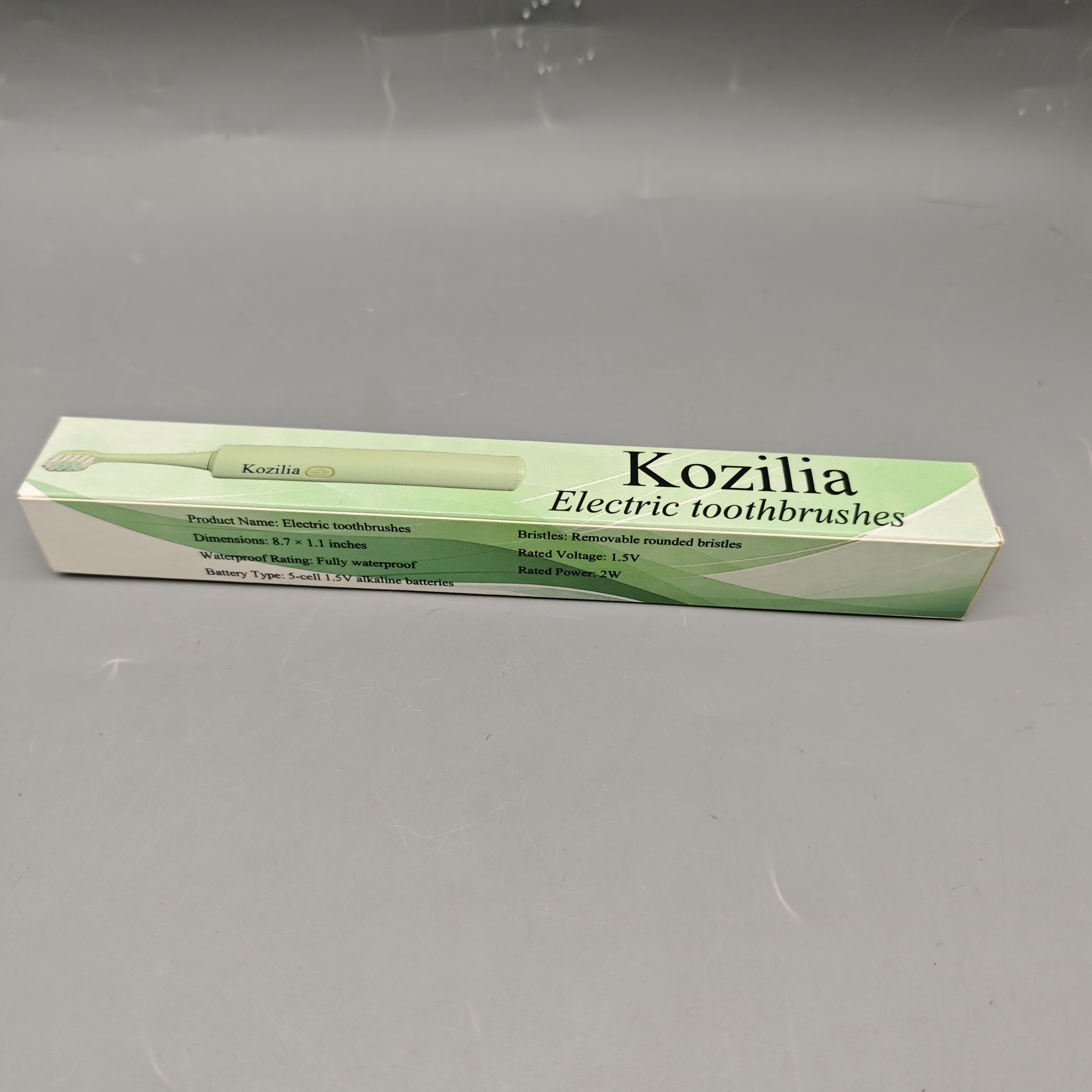 Kozilia Electric Toothbrushes 8.7x1.1in Waterproof Powered Toothbrush with Removable Round Bristles, 5 Alkaline Batteries Included, 1.5V 2W for Deep Cleaning
