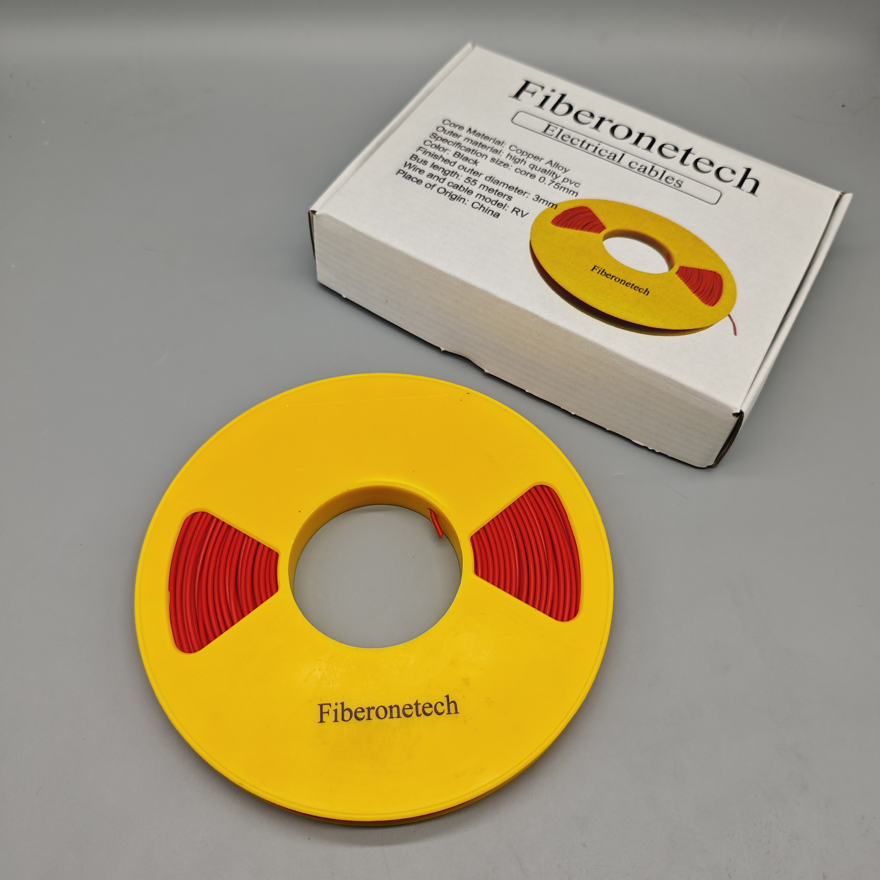 Fiberonetech Electrical Cables – 55M Copper Alloy Core, High-Quality PVC, 0.75mm Core, 3mm Outer Diameter, Black