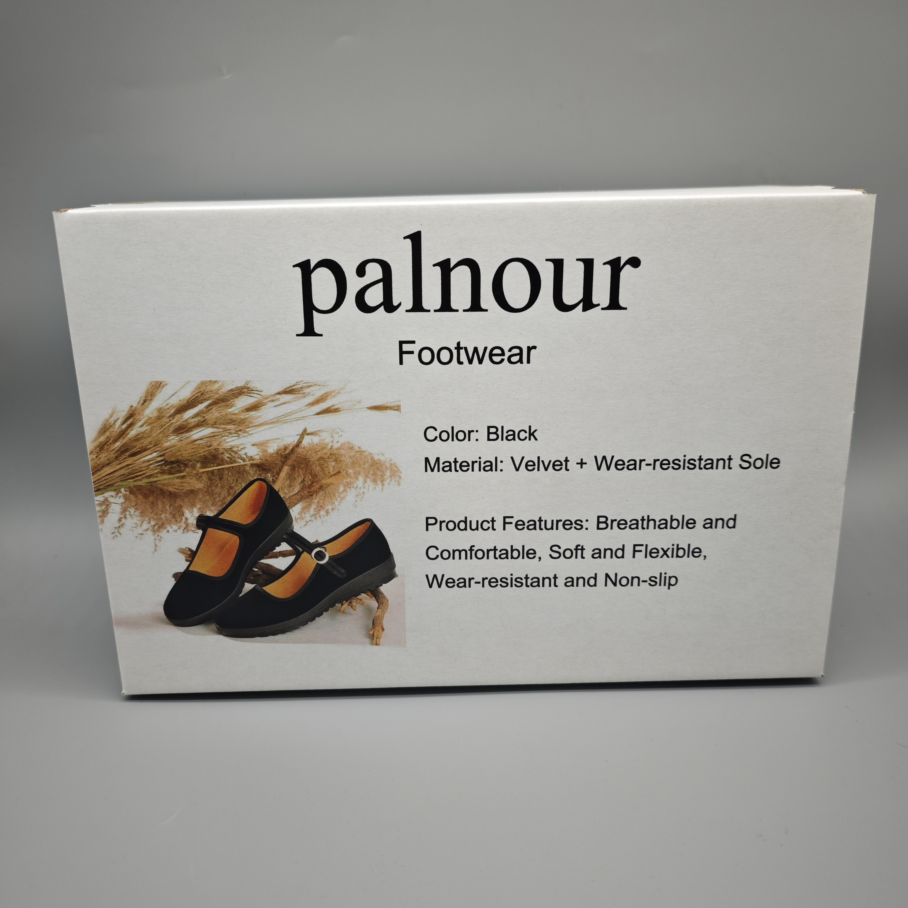 PALNOUR Footwear – Black Velvet Material, Breathable & Comfortable, Soft & Flexible, Durable Non-Slip Sole, US Size 5