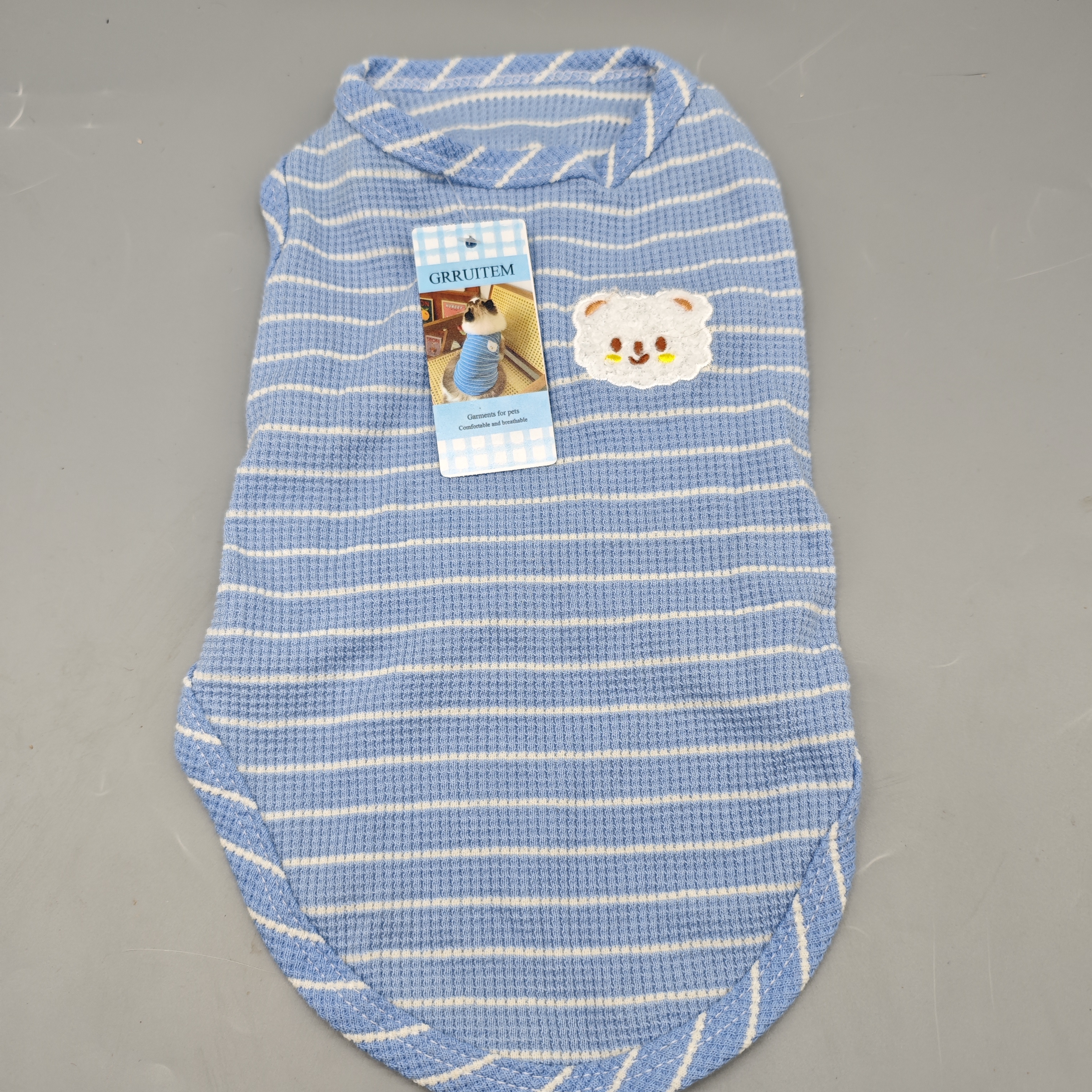 GRRUITEM Garments for Pets Polyester Multicolour Blue Striped Clothes Size S for Cats and Dogs