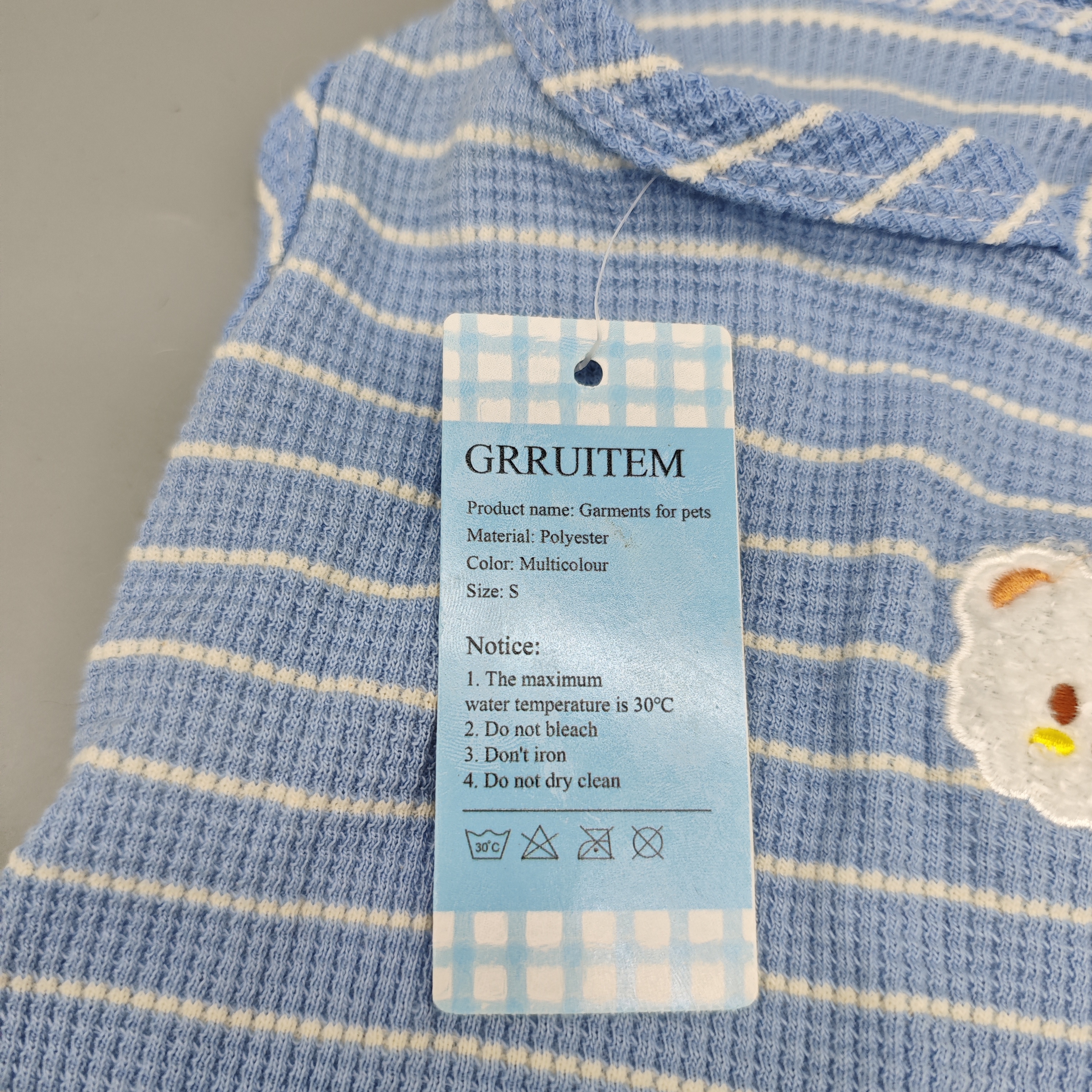 GRRUITEM Garments for Pets Polyester Multicolour Blue Striped Clothes Size S for Cats and Dogs