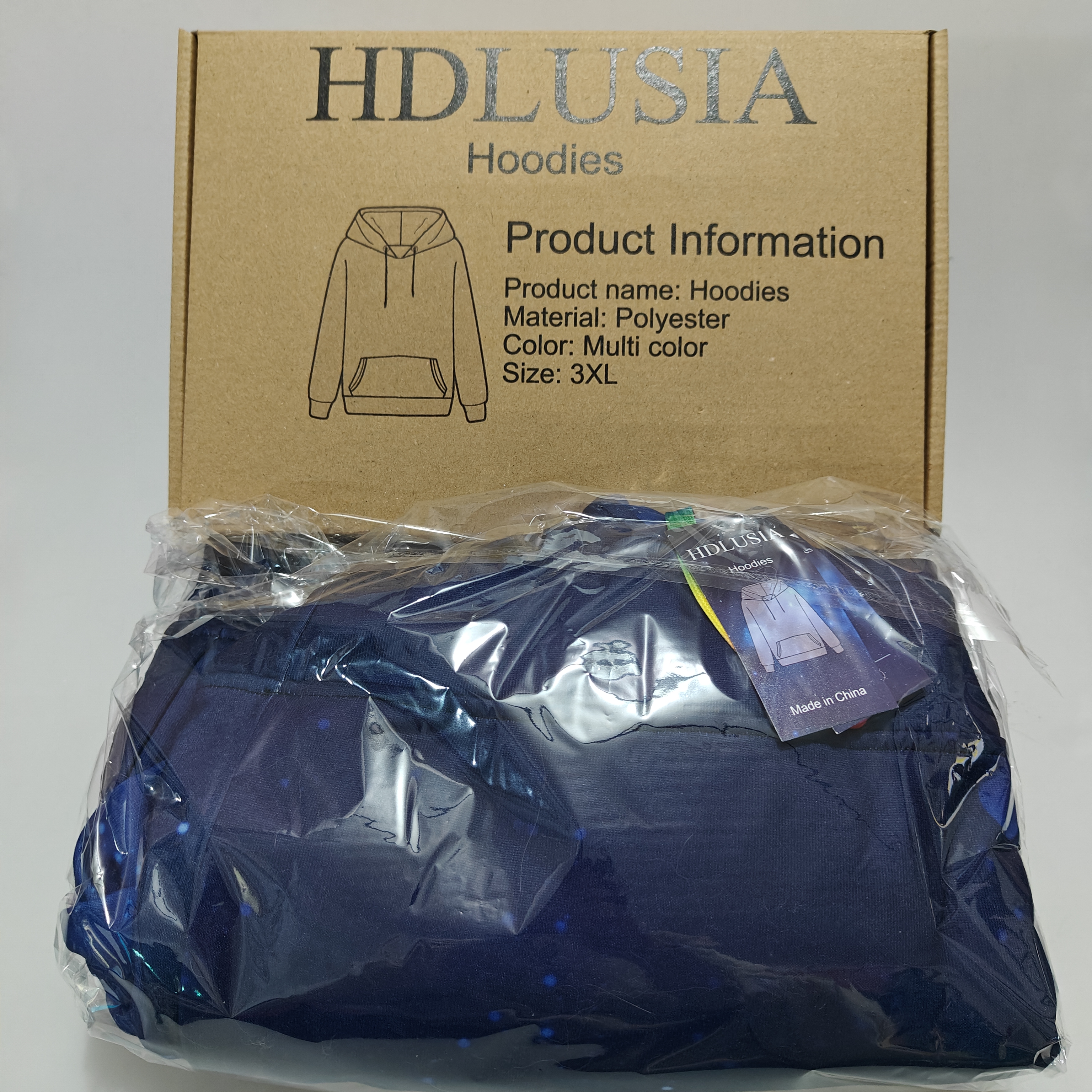 HDLUSIA Hoodies - Polyester, Stylish Blue Theme, Size 3XL for Comfortable Fit
