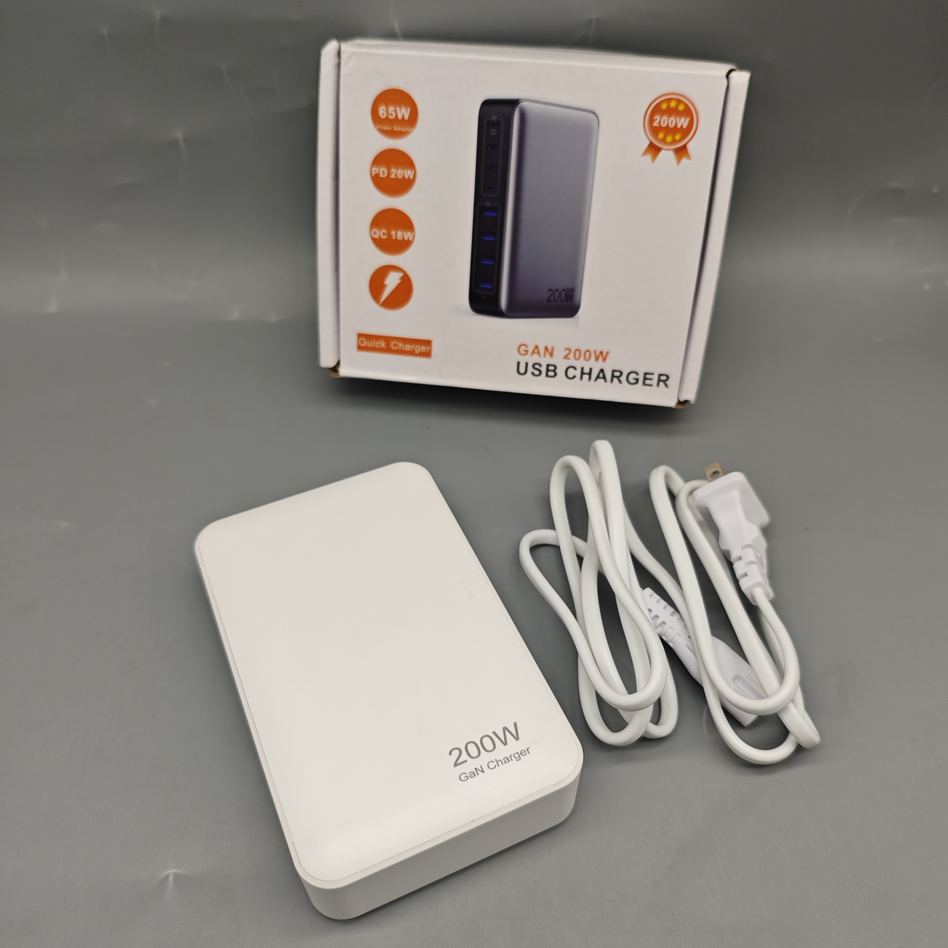 200W USB Charger with 4 USB-C and 4 USB-A Ports, Universal Fast Charging Station, 100-240V Input, ABS+PC Shell, Compatible with Phones Tablets Laptops