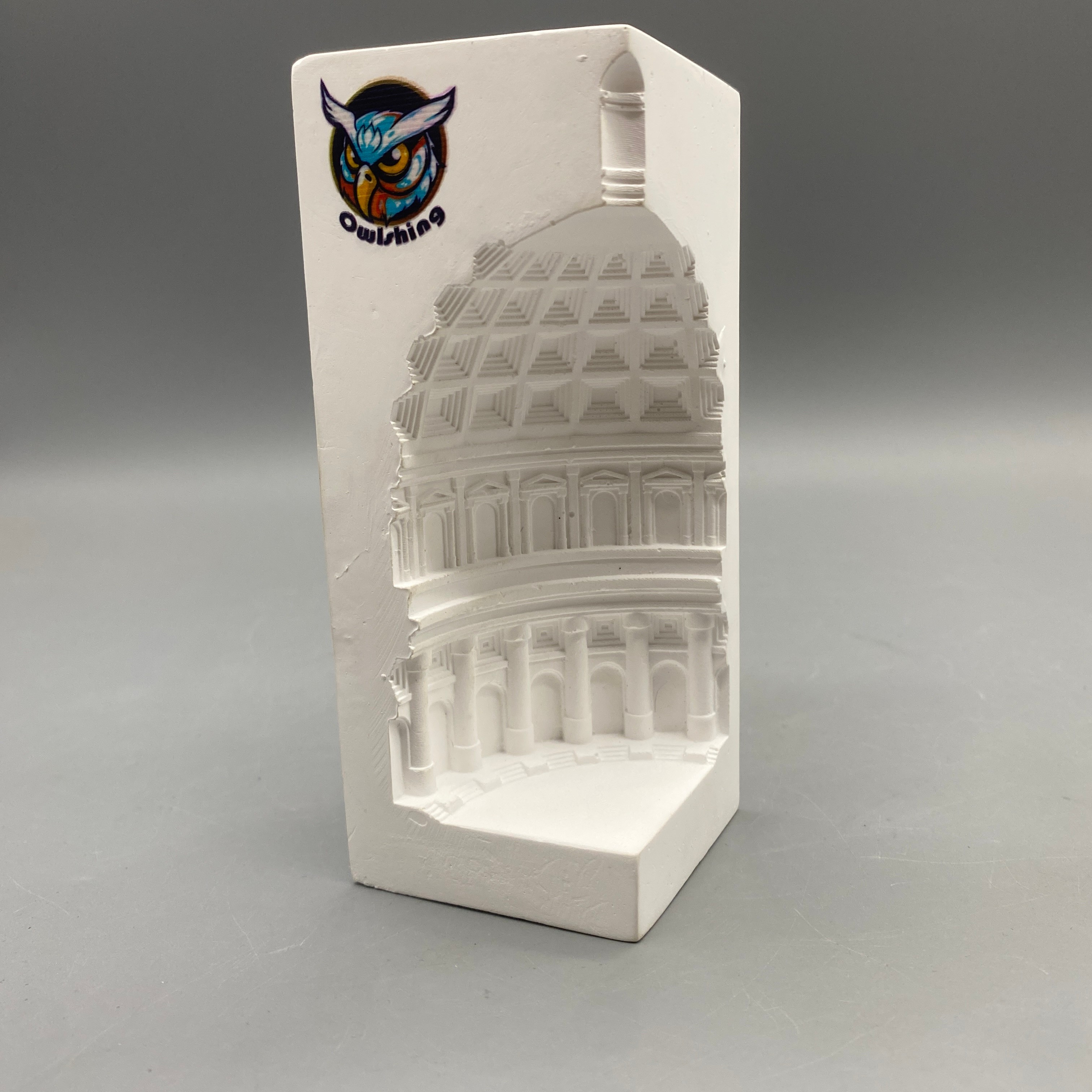 Owlshing Statues of plaster, Palace Dome Design, White Concrete, 14×6.3×6.3cm, 500g Decorative Sculpture
