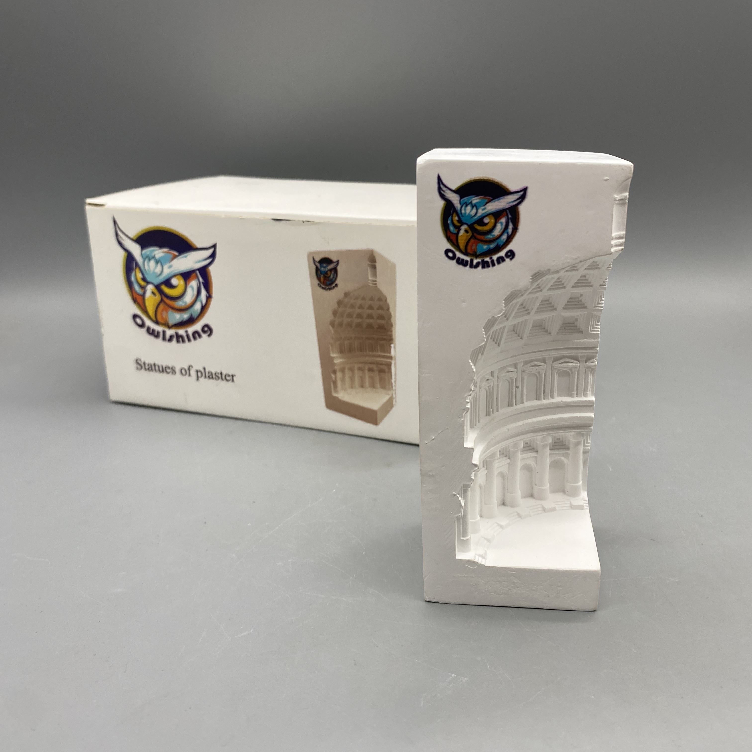 Owlshing Statues of plaster, Palace Dome Design, White Concrete, 14×6.3×6.3cm, 500g Decorative Sculpture