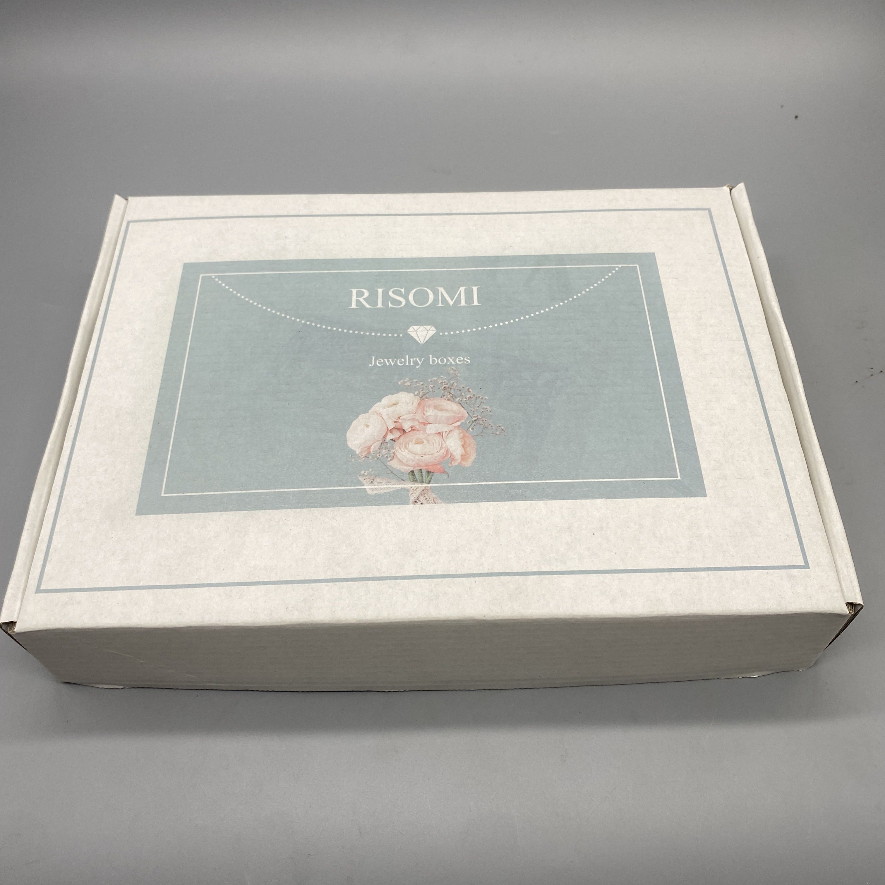 RISOMI Jewelry Boxes - Clever Compartments, High Transparency Glass, Removable Dividers, Sponge + Velvet Material, Gray, 20×15×5cm