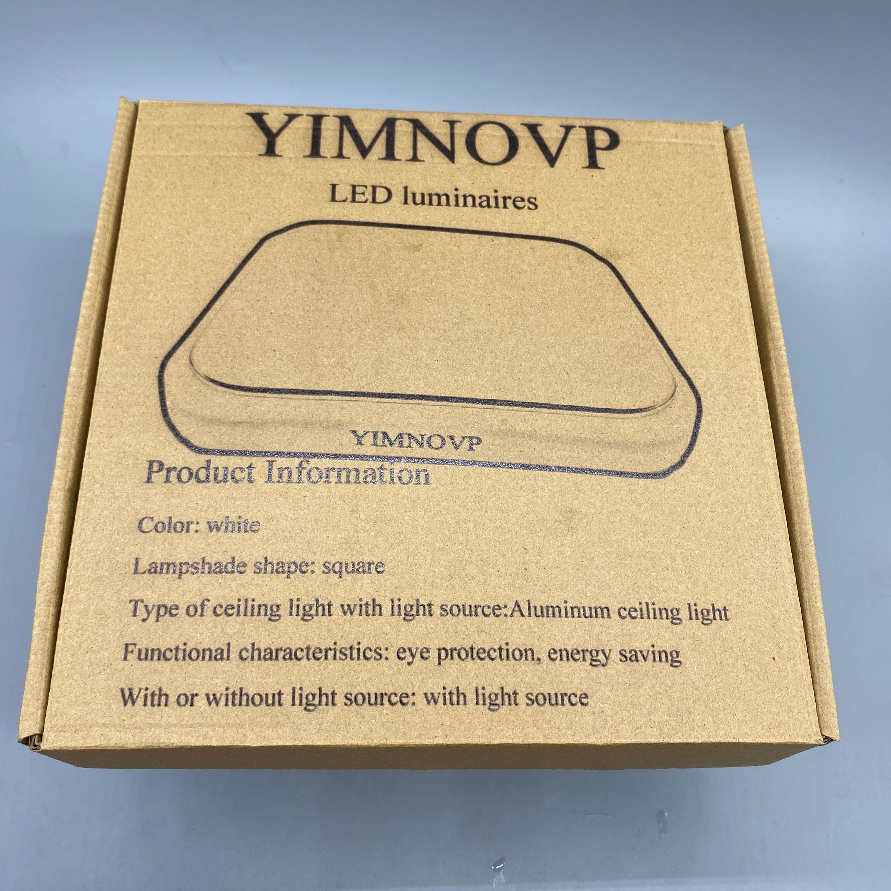 YIMNOVP White Square LED Ceiling Light, Aluminum Housing, Eye Protection, Energy-Saving Luminaires with Built-in Light Source