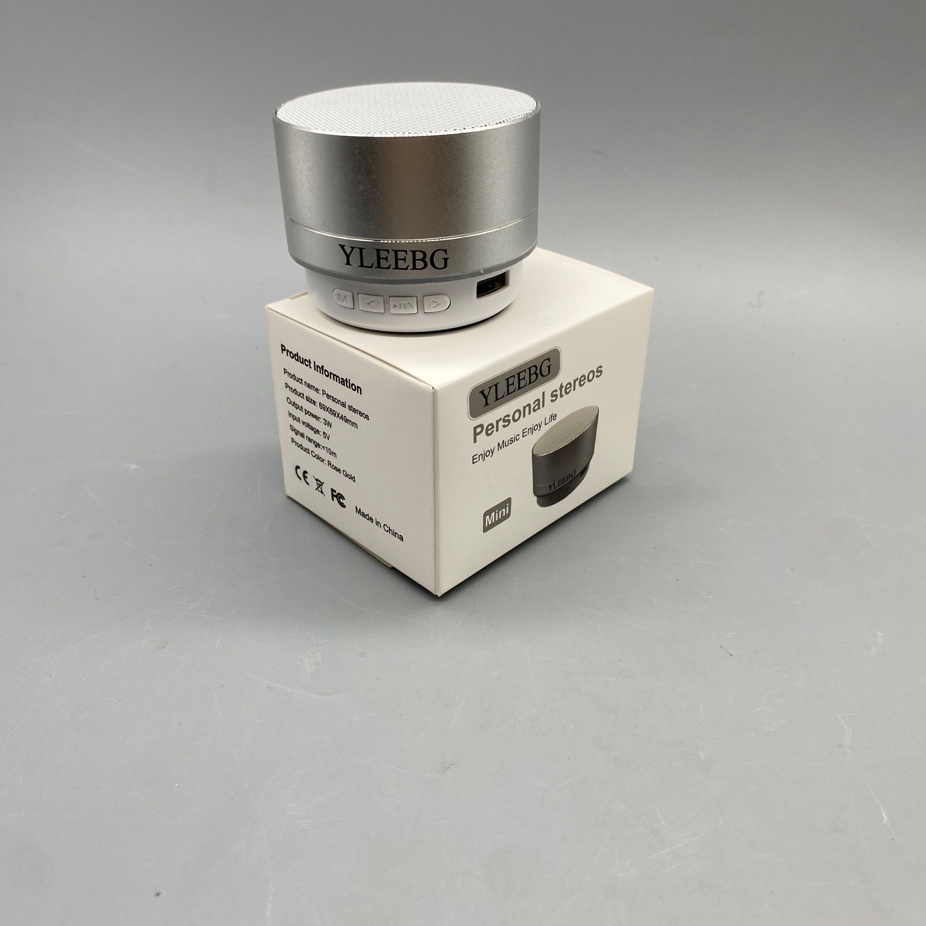 YLEEBG Personal Stereo, Compact 69x69x49mm, 3W Output Power, 5V Input, Bluetooth Range <10m