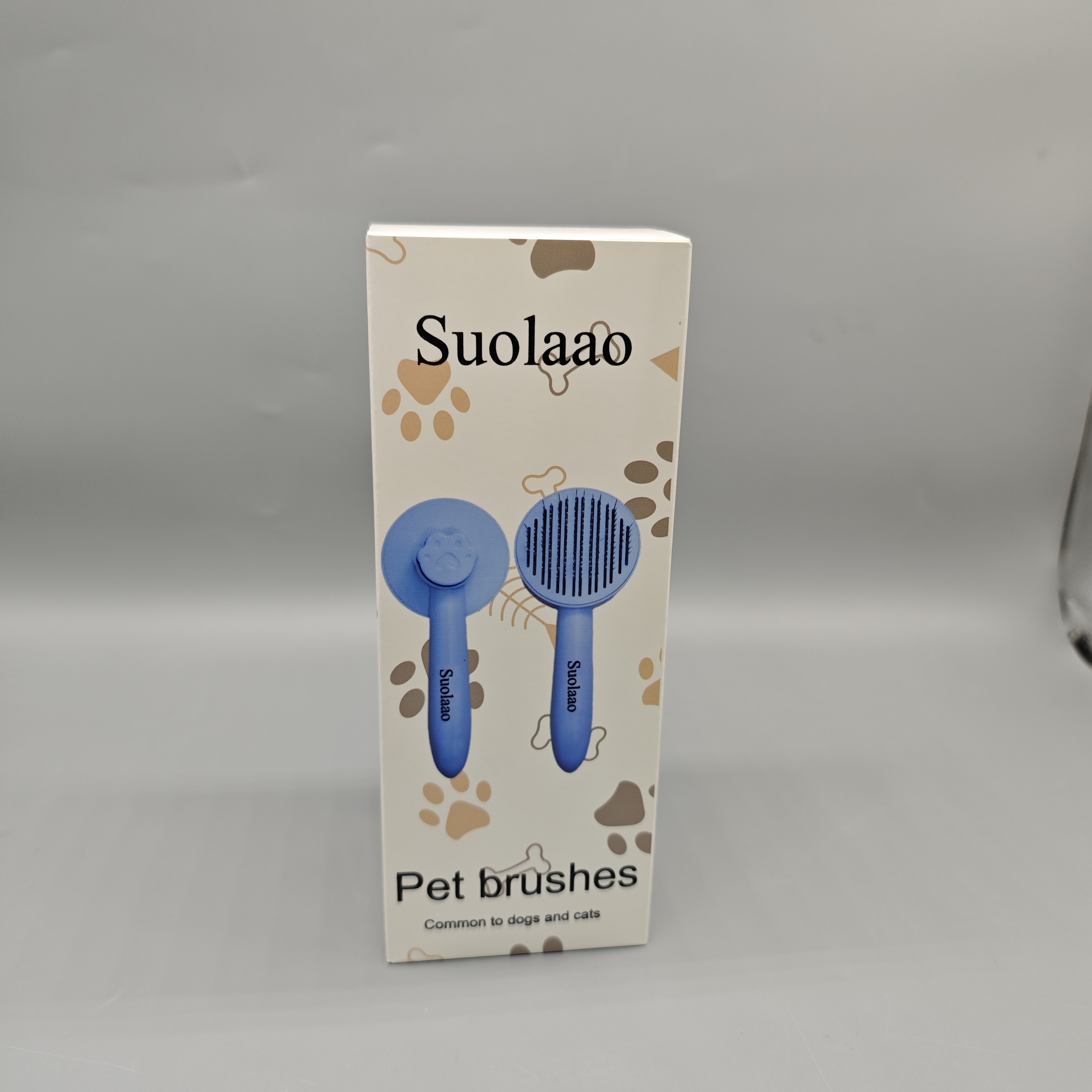 Suolaao Pet Brush for Dogs and Cats, Blue, 7×1.8×2.9in, Stainless Steel Bristles, Easy Grooming and Shedding Tool, Safe for All Fur Types