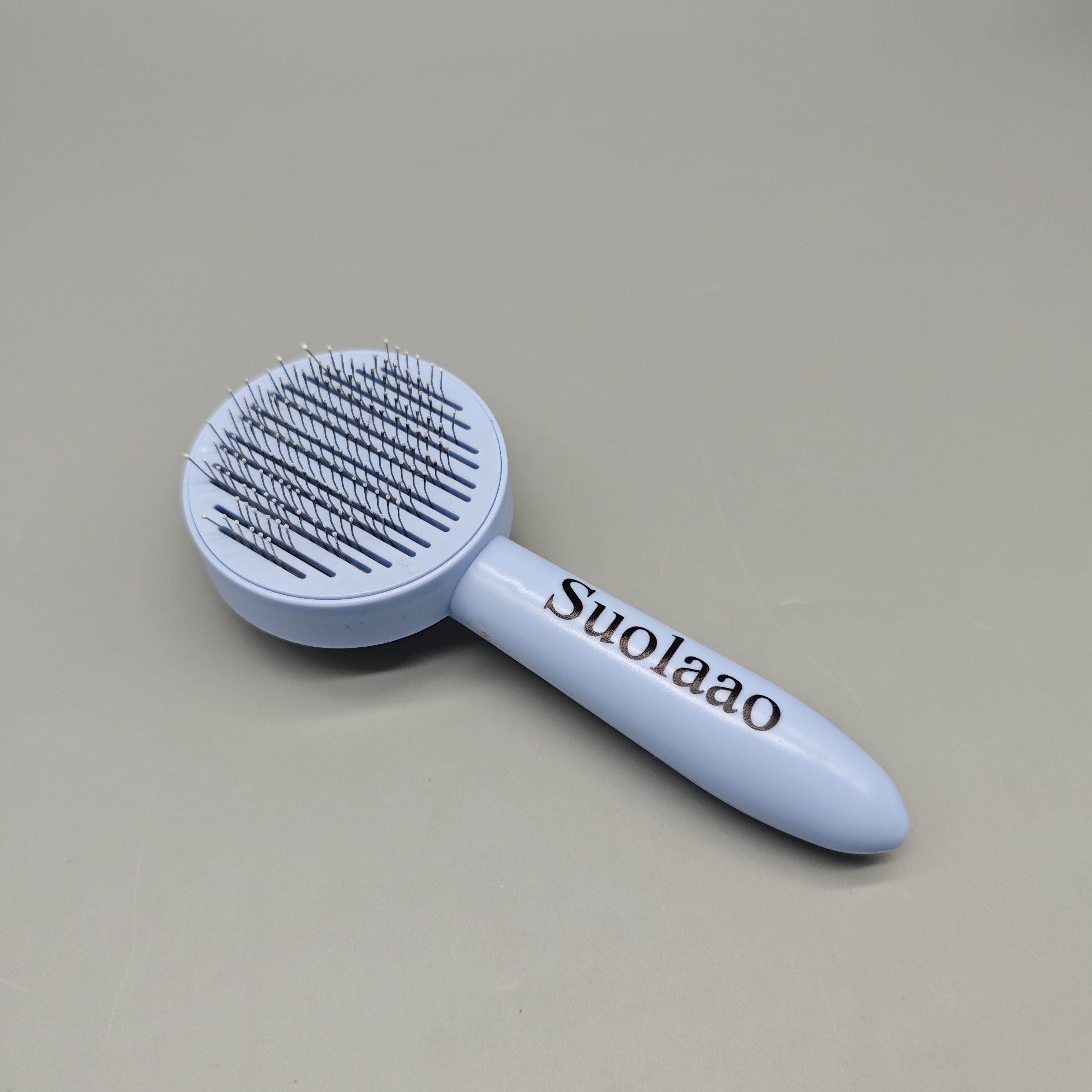 Suolaao Pet Brush for Dogs and Cats, Blue, 7×1.8×2.9in, Stainless Steel Bristles, Easy Grooming and Shedding Tool, Safe for All Fur Types