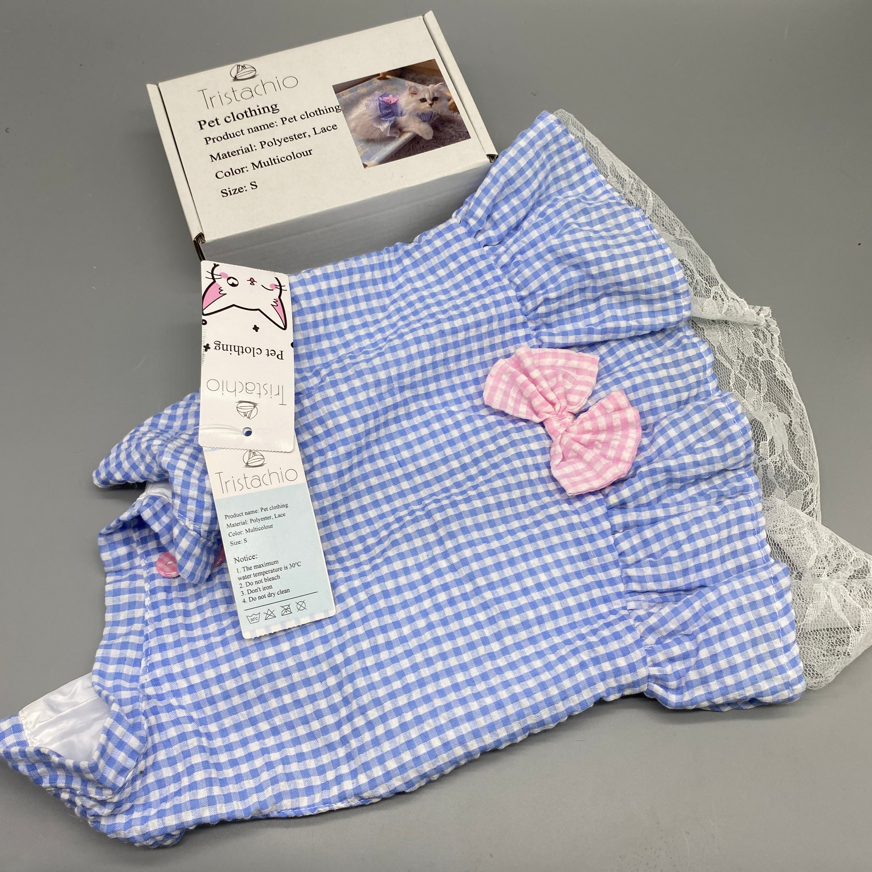 Tristachio Pet Clothing, Multicolor Polyester Lace Design, Size S