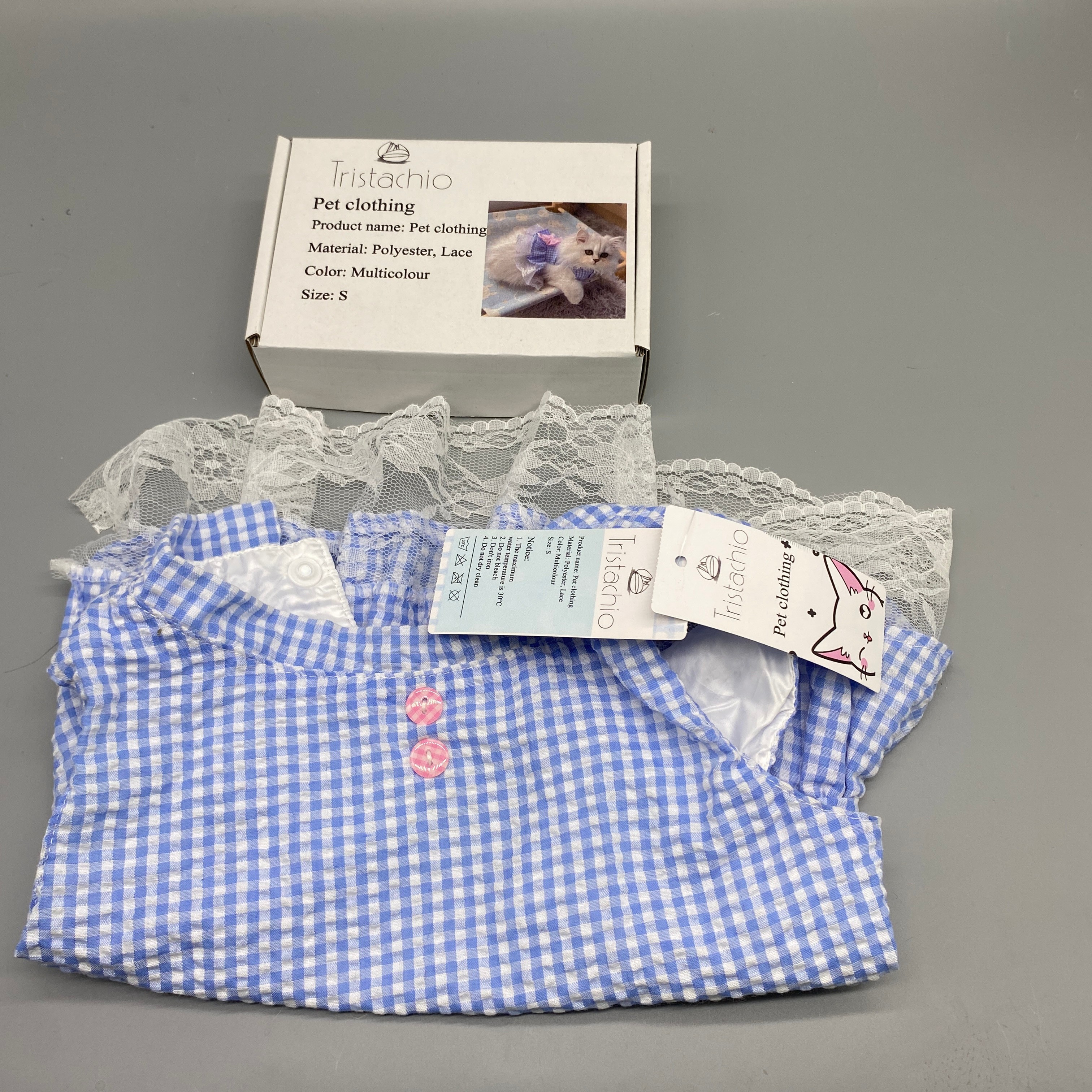 Tristachio Pet Clothing, Multicolor Polyester Lace Design, Size S