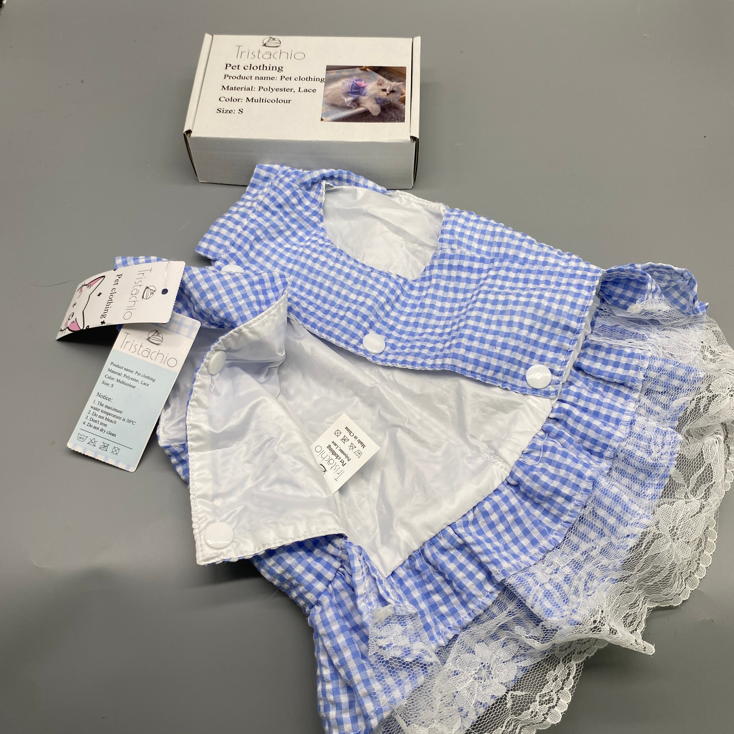 Tristachio Pet Clothing, Multicolor Polyester Lace Design, Size S