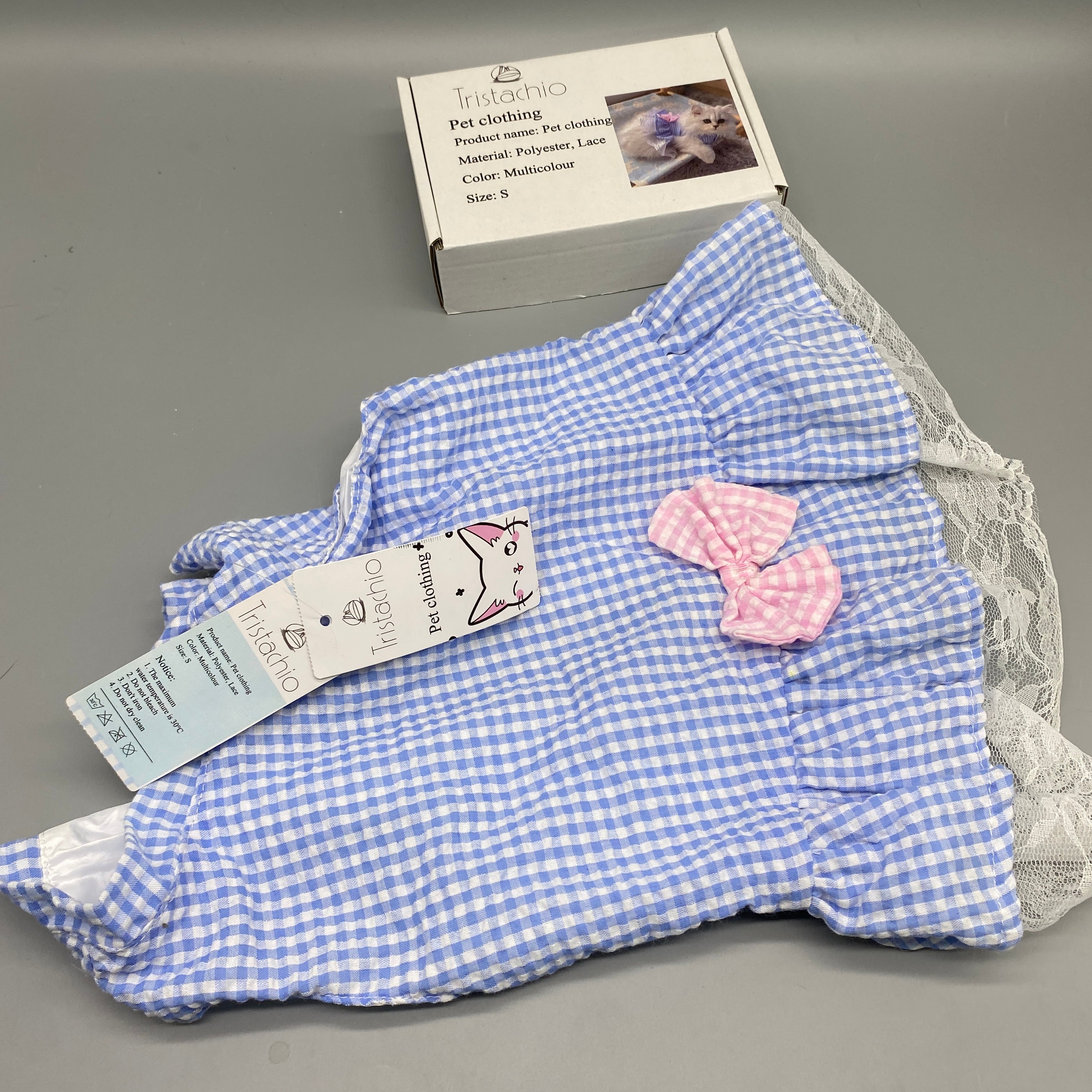 Tristachio Pet Clothing, Multicolor Polyester Lace Design, Size S