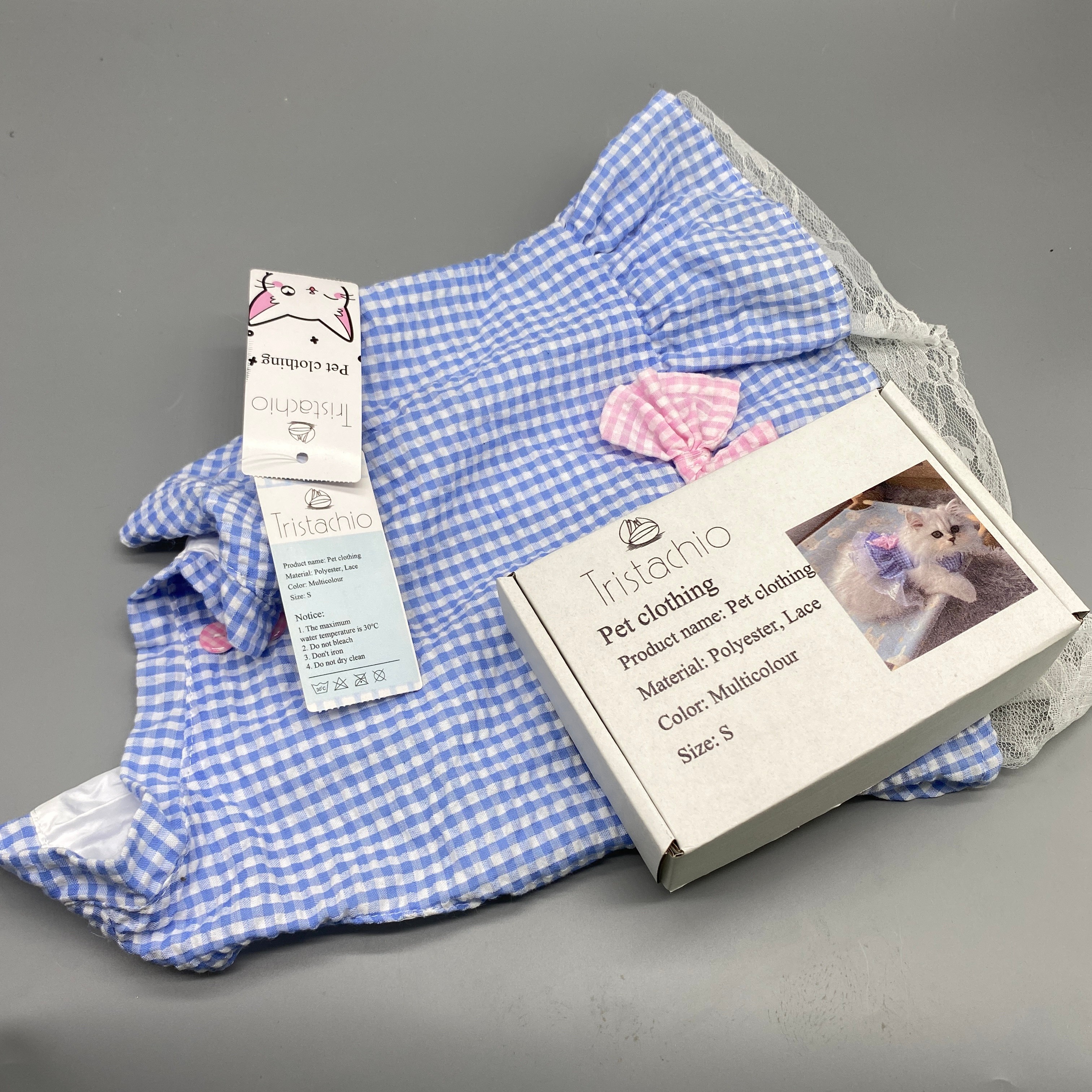 Tristachio Pet Clothing, Multicolor Polyester Lace Design, Size S