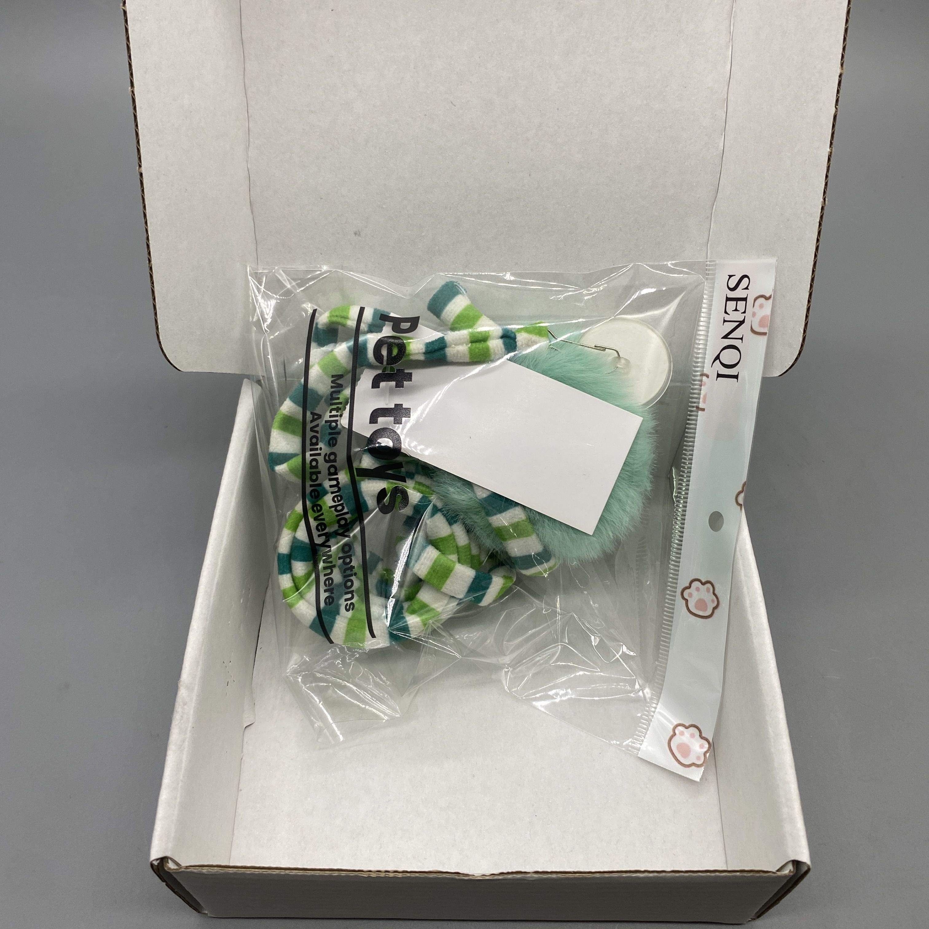 SENQI Pet Toy - Durable Bouncing Ball with Bell and Plush, Space-Saving Design, ABS Plastic, Elastic String 100cm, Ball Diameter 8cm