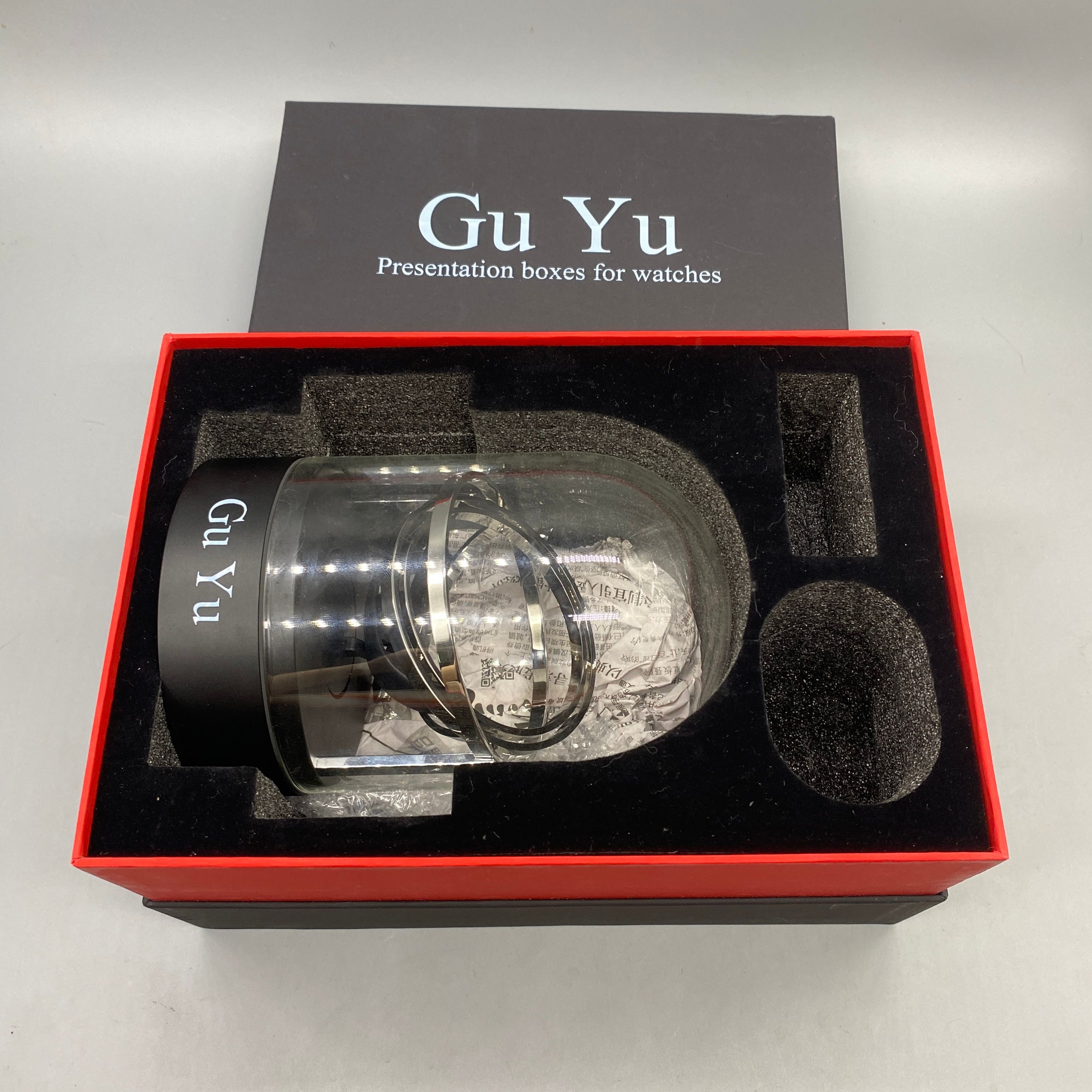 Gu Yu Presentation boxes for watches, Silver, Glass Cover, Stainless Steel Stand, Aluminum Alloy Base, 16x12cm, 1.65kg