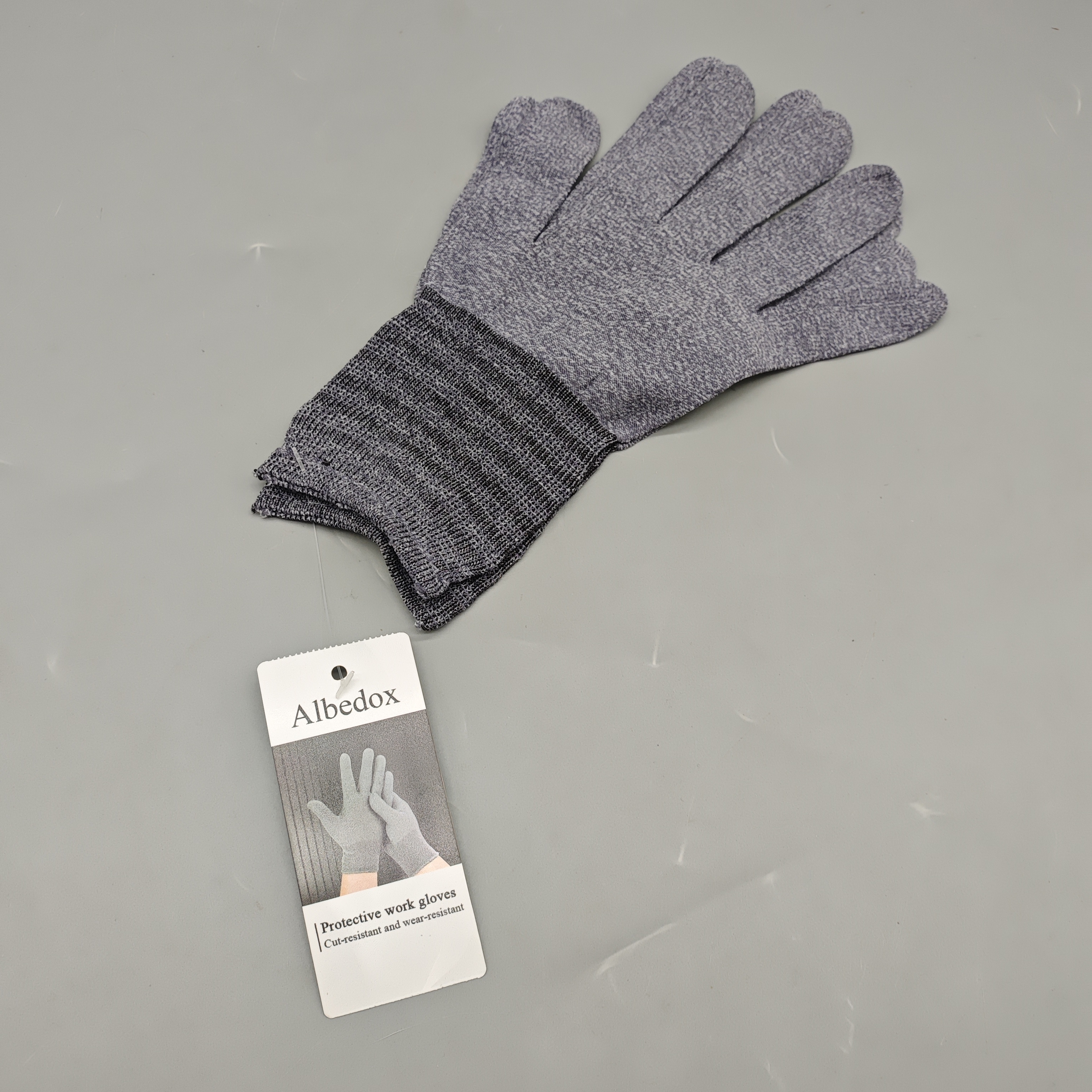 Albedox Protective Work Gloves Gray, Nylon Safety Gloves One Size, High Elasticity and Breathable Fit for Industrial and Home Use