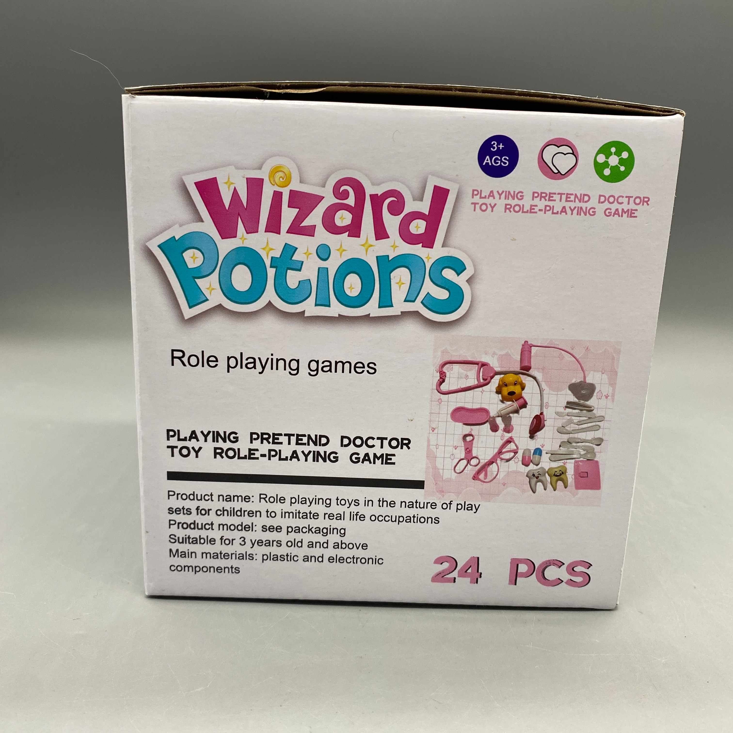 Wizard Potions Role Playing Games, 24-Piece Set for Ages 3+, Plastic & Electronic Materials