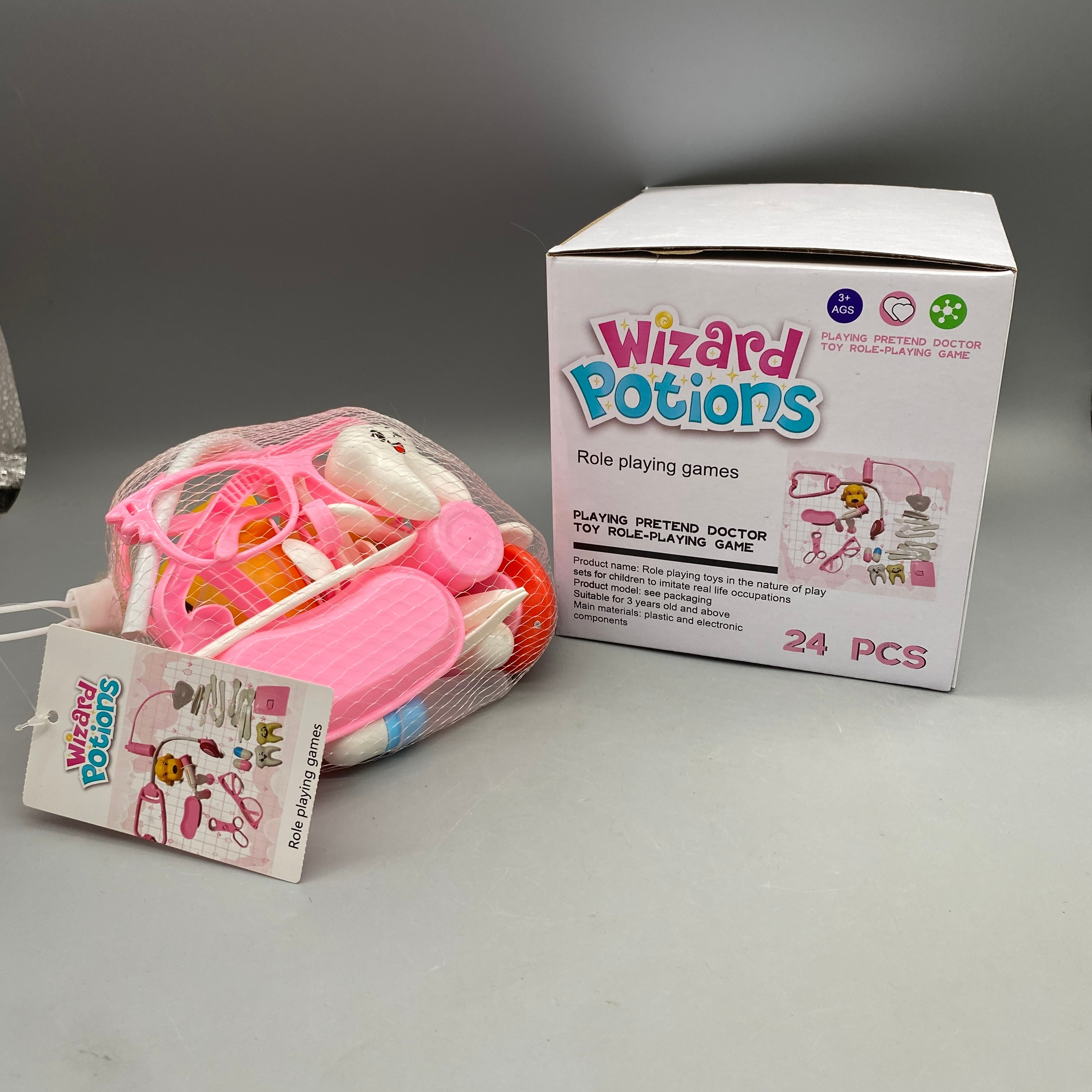 Wizard Potions Role Playing Games, 24-Piece Set for Ages 3+, Plastic & Electronic Materials