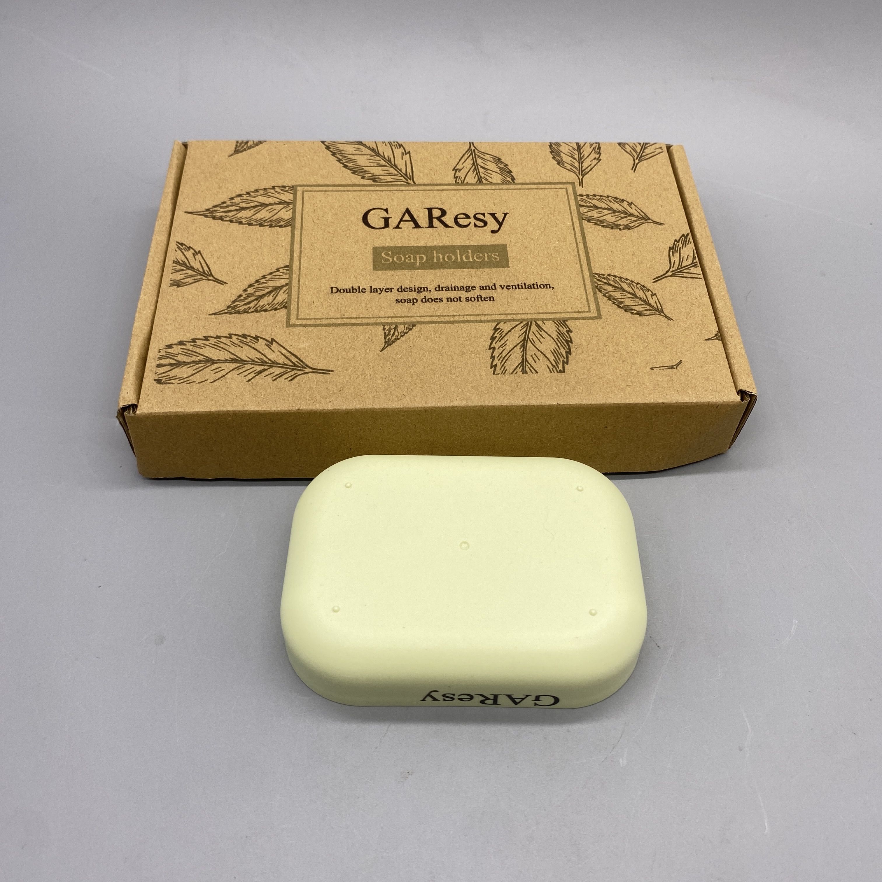 GAResy Soap Holders, Dual-Layer Design, Drainage Ventilation, Non-Slip, Green, 10.7×7.7×2.5cm, PP Material, 58g