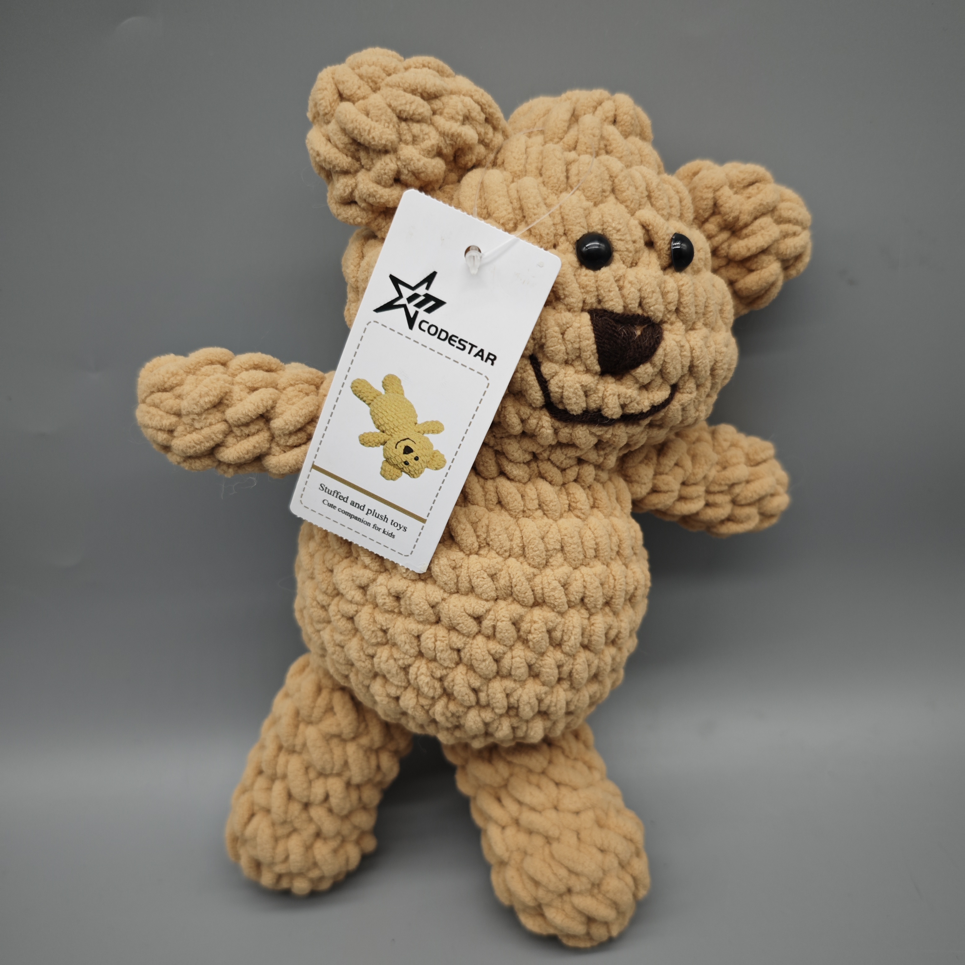 CODESTAR Stuffed Plush Toy – Soft Acrylic Teddy Bear, Polyester Fiber Filling, 10.6x5.5x2.5 Inches, Cute & Huggable, Brown